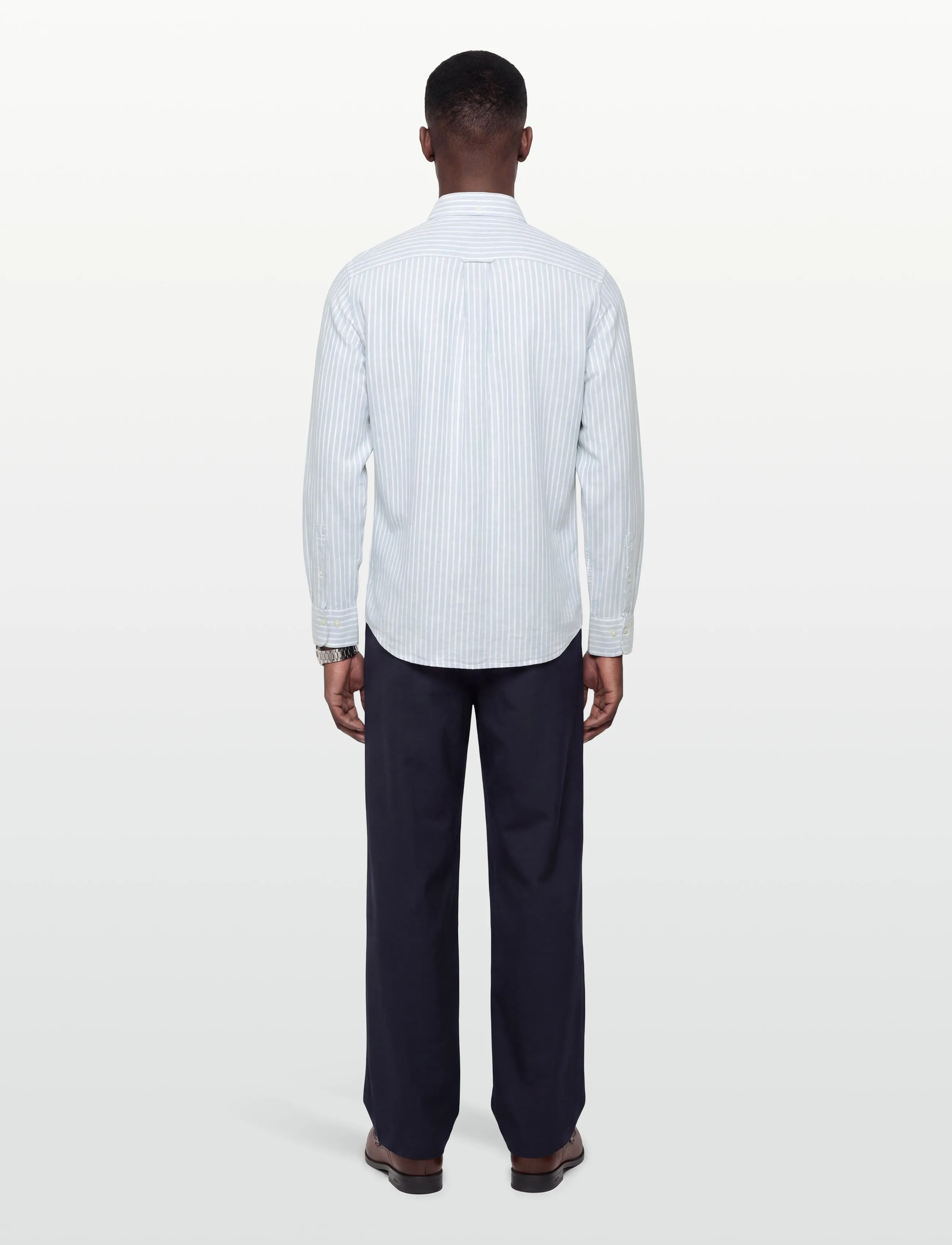 Gant - REG COTTON LINEN STRIPE SHIRT - hørskjorter - fresh blue - 4