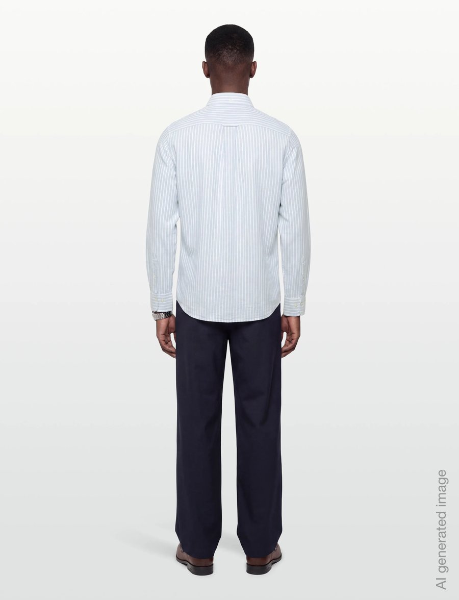 Gant - REG COTTON LINEN STRIPE SHIRT - linneskjortor - fresh blue - 4