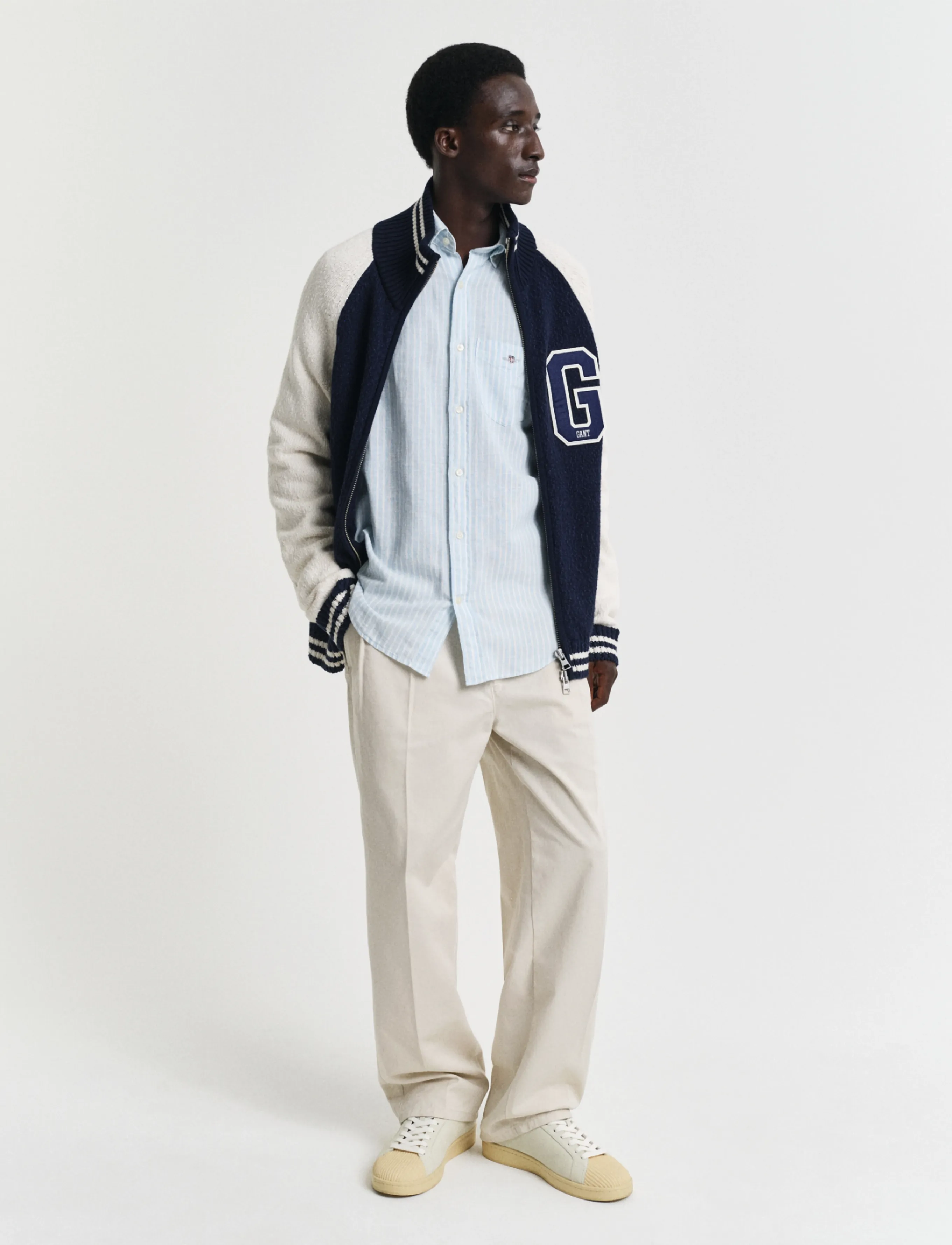 Gant - REG COTTON LINEN STRIPE SHIRT - leinenhemden - fresh blue - 5