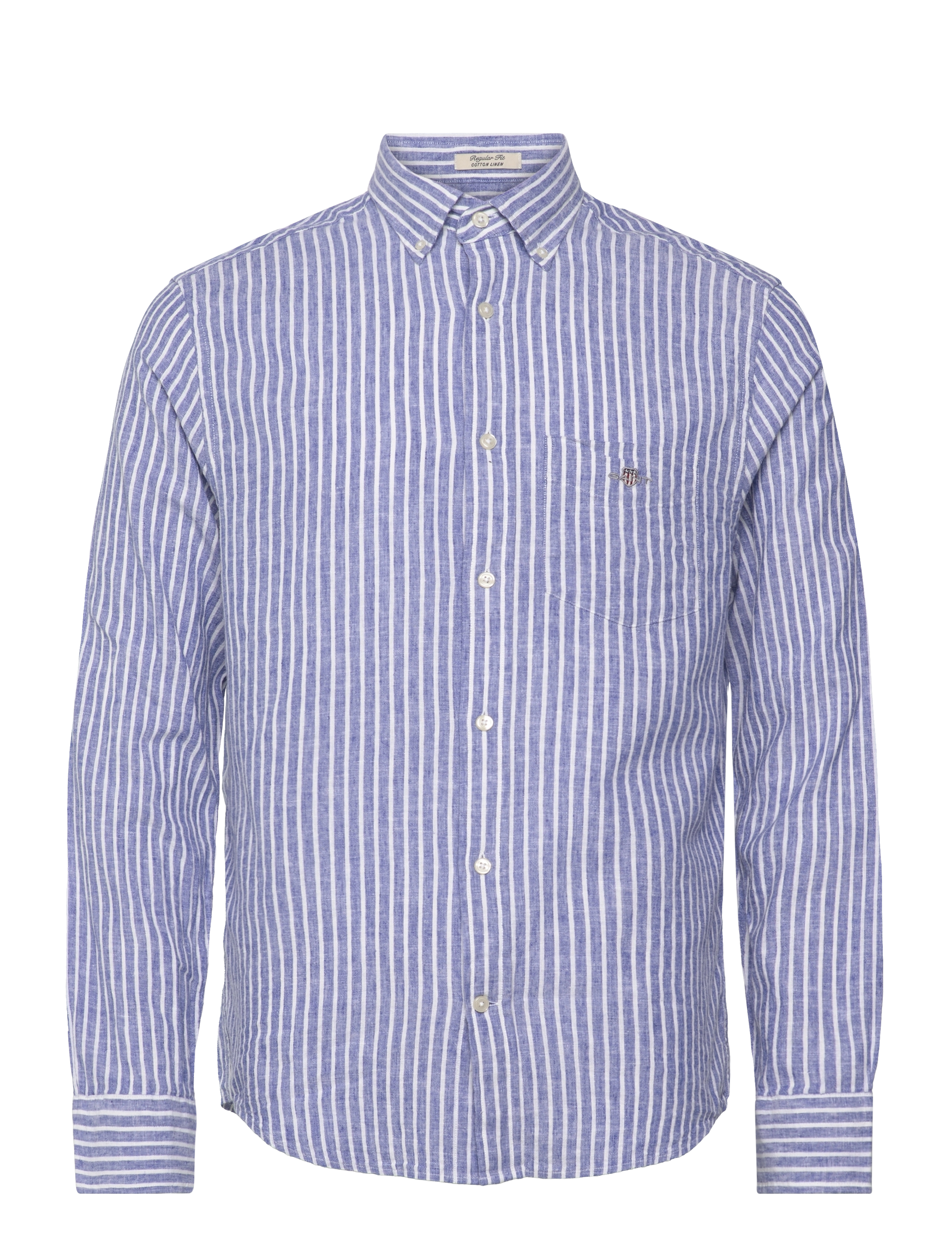 Gant REG COTTON LINEN STRIPE SHIRT - Särgid - RICH BLUE / blue