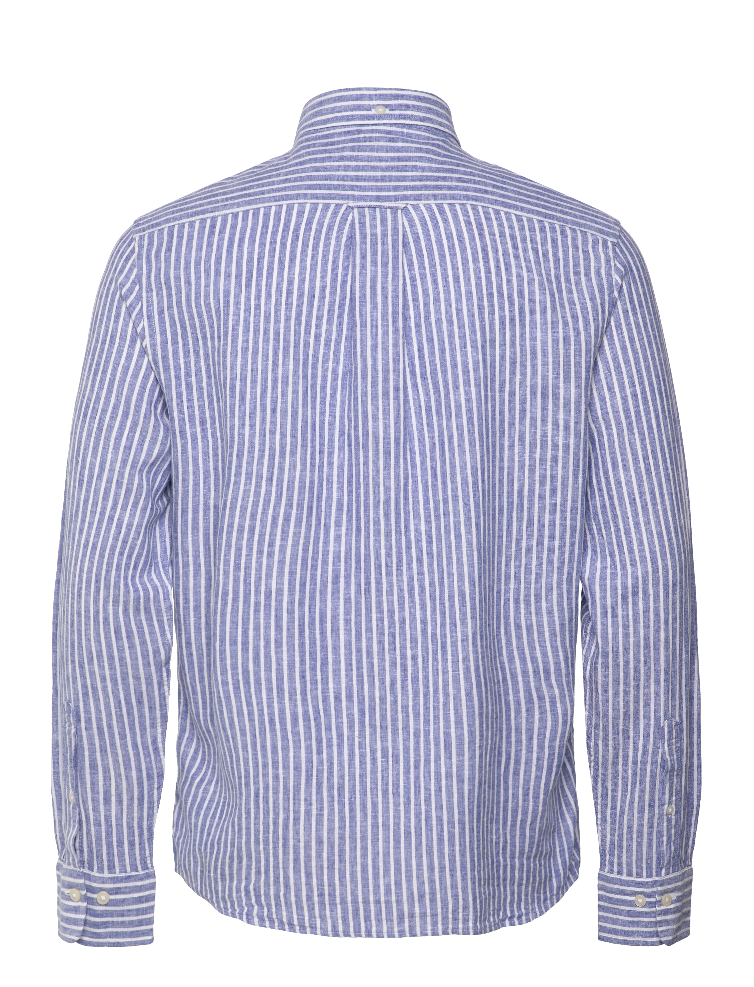 Gant - REG COTTON LINEN STRIPE SHIRT - hørskjorter - rich blue - 2