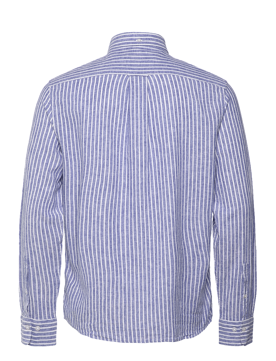 Gant - REG COTTON LINEN STRIPE SHIRT - linneskjortor - rich blue - 2