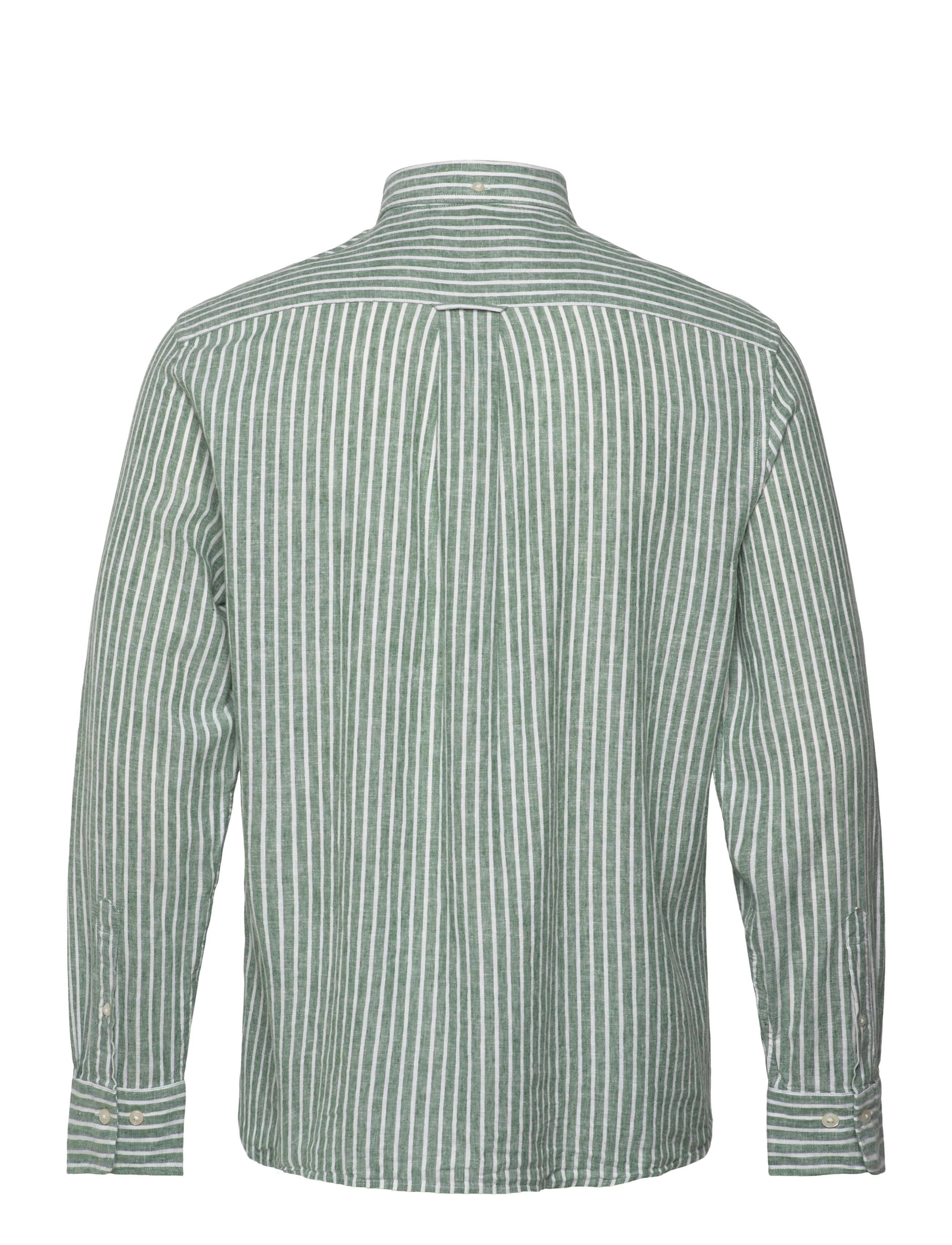 Gant - REG COTTON LINEN STRIPE SHIRT - leinenhemden - woody green - 2