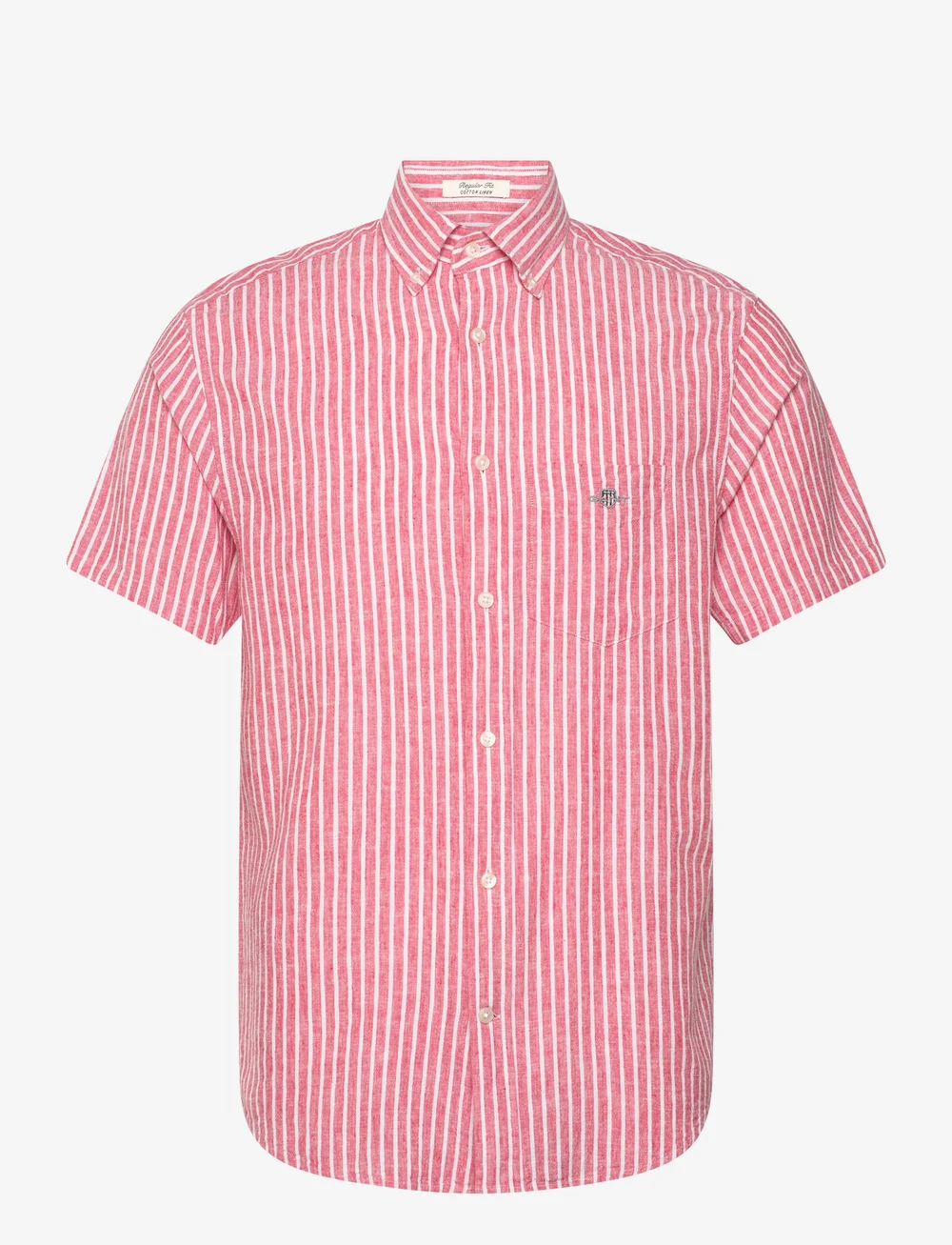 GANT - REG COTTON LINEN STRIPE SS SHIRT - linased särgid - brick red - 0
