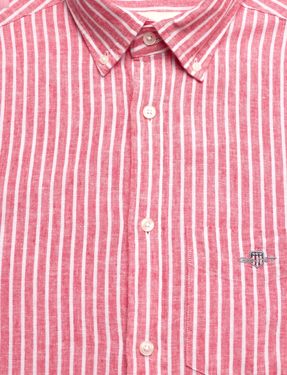 GANT - REG COTTON LINEN STRIPE SS SHIRT - linased särgid - brick red - 2