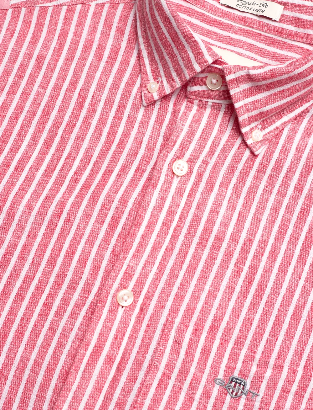 GANT - REG COTTON LINEN STRIPE SS SHIRT - linased särgid - brick red - 3
