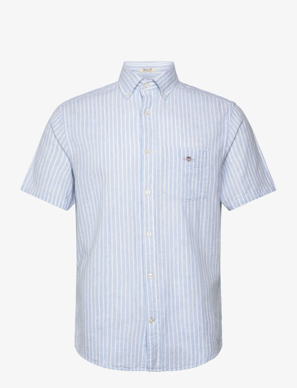 GANT - REG COTTON LINEN STRIPE SS SHIRT - linen shirts - fresh blue - 0