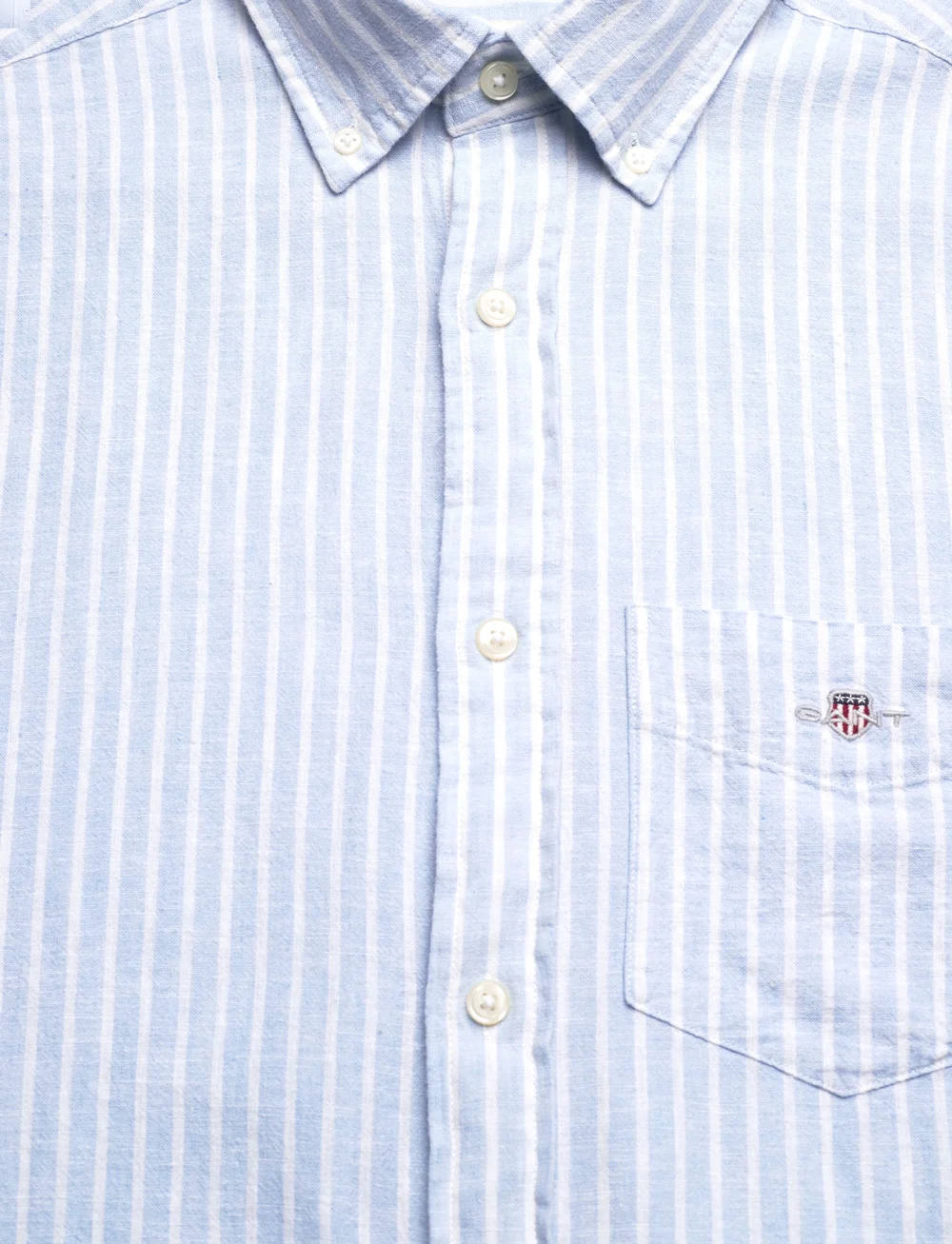 GANT - REG COTTON LINEN STRIPE SS SHIRT - linen shirts - fresh blue - 2