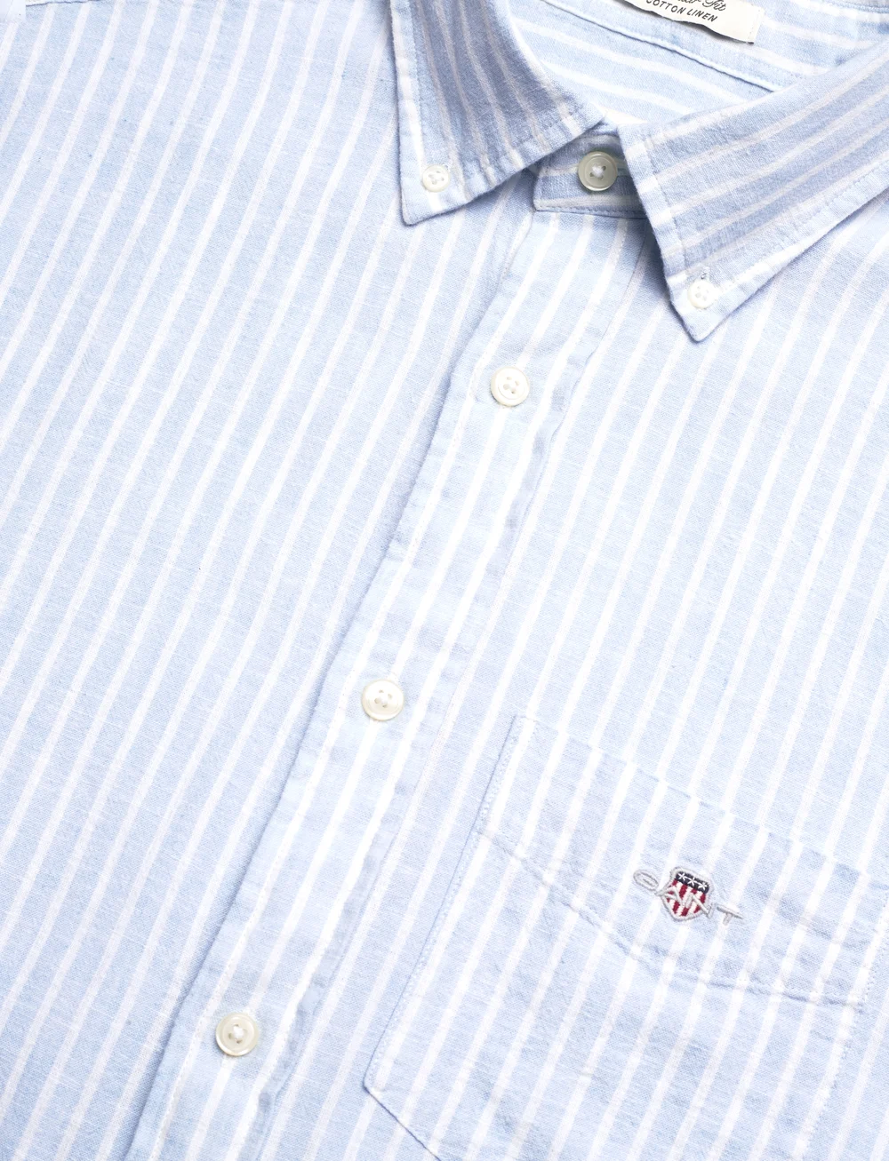 GANT - REG COTTON LINEN STRIPE SS SHIRT - linen shirts - fresh blue - 3