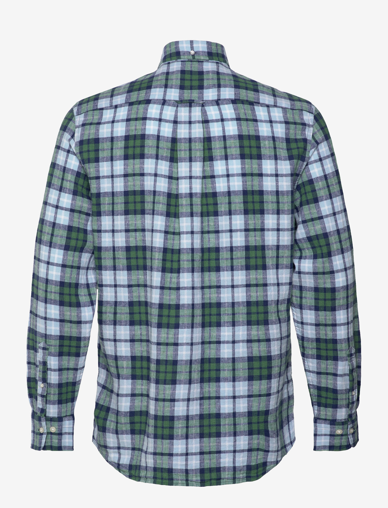 GANT - REG COTTON LINEN CHECK SHIRT - linneskjortor - woody green - 1