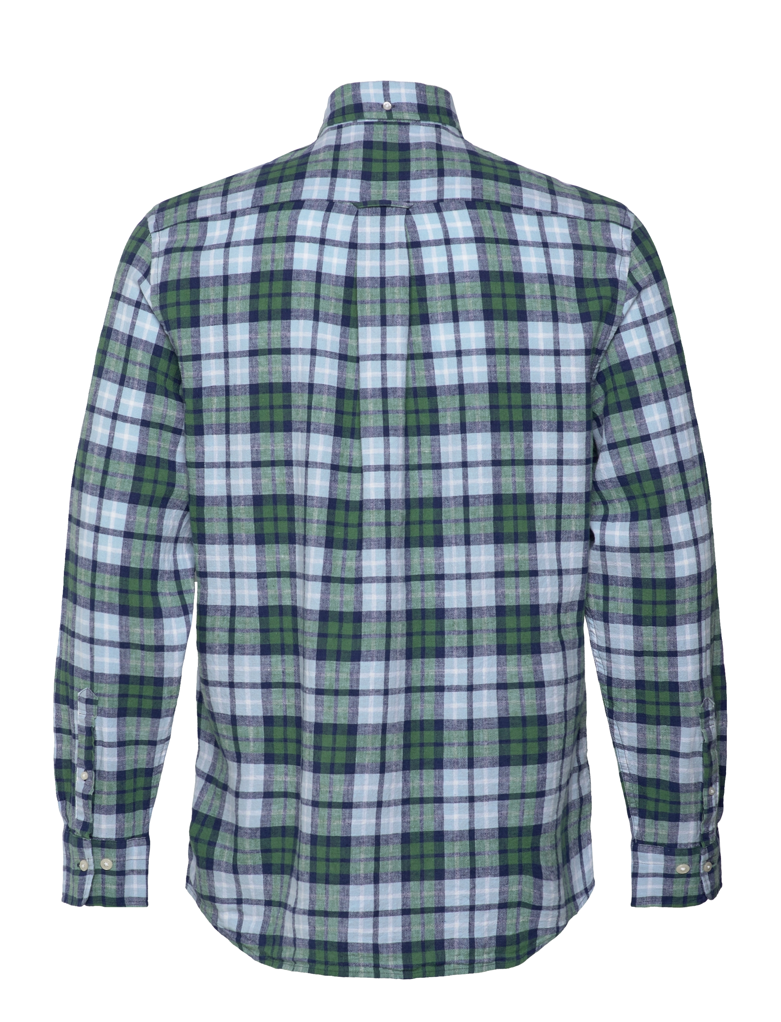 Gant - REG COTTON LINEN CHECK SHIRT - linneskjortor - woody green - 1