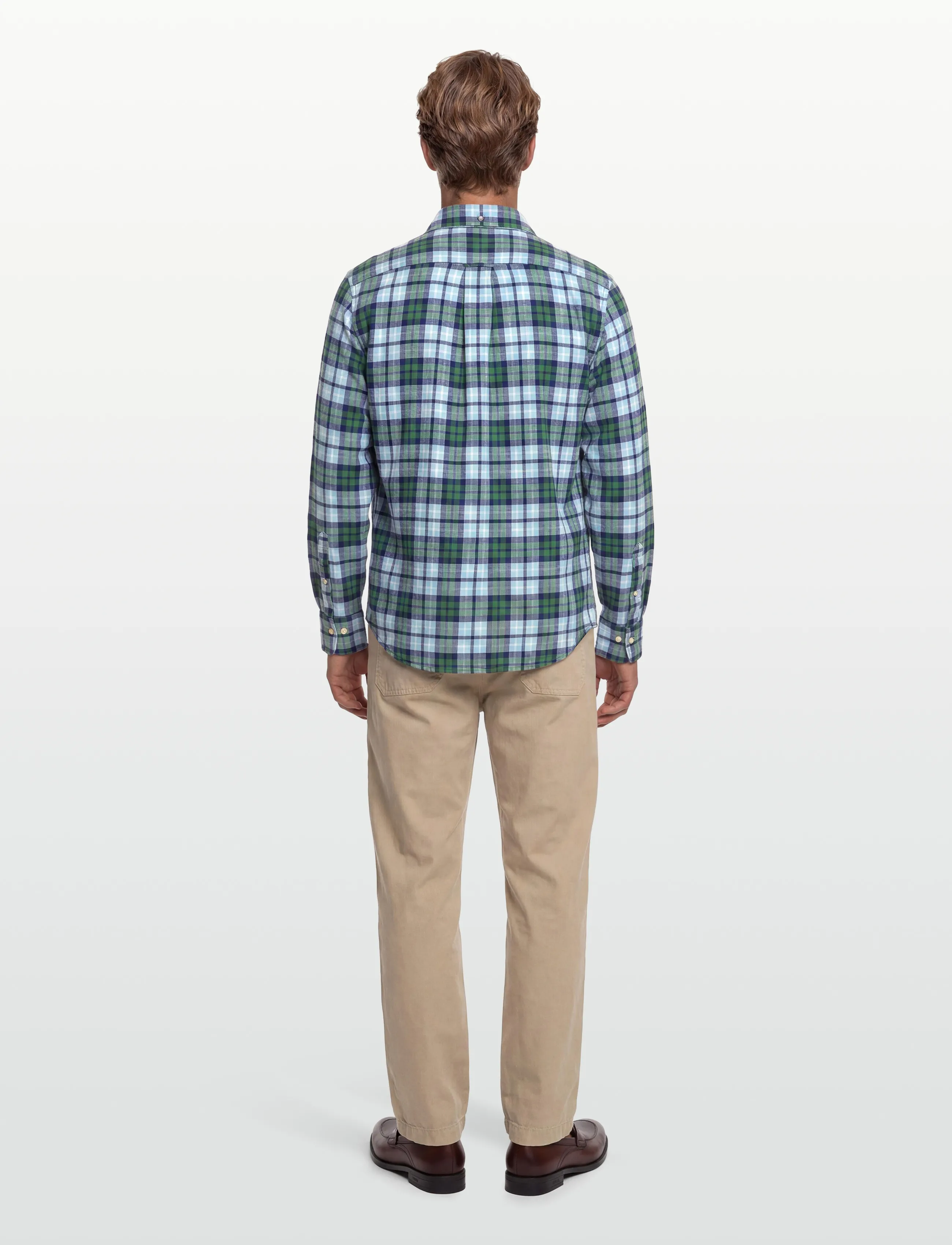 Gant - REG COTTON LINEN CHECK SHIRT - hørskjorter - woody green - 4