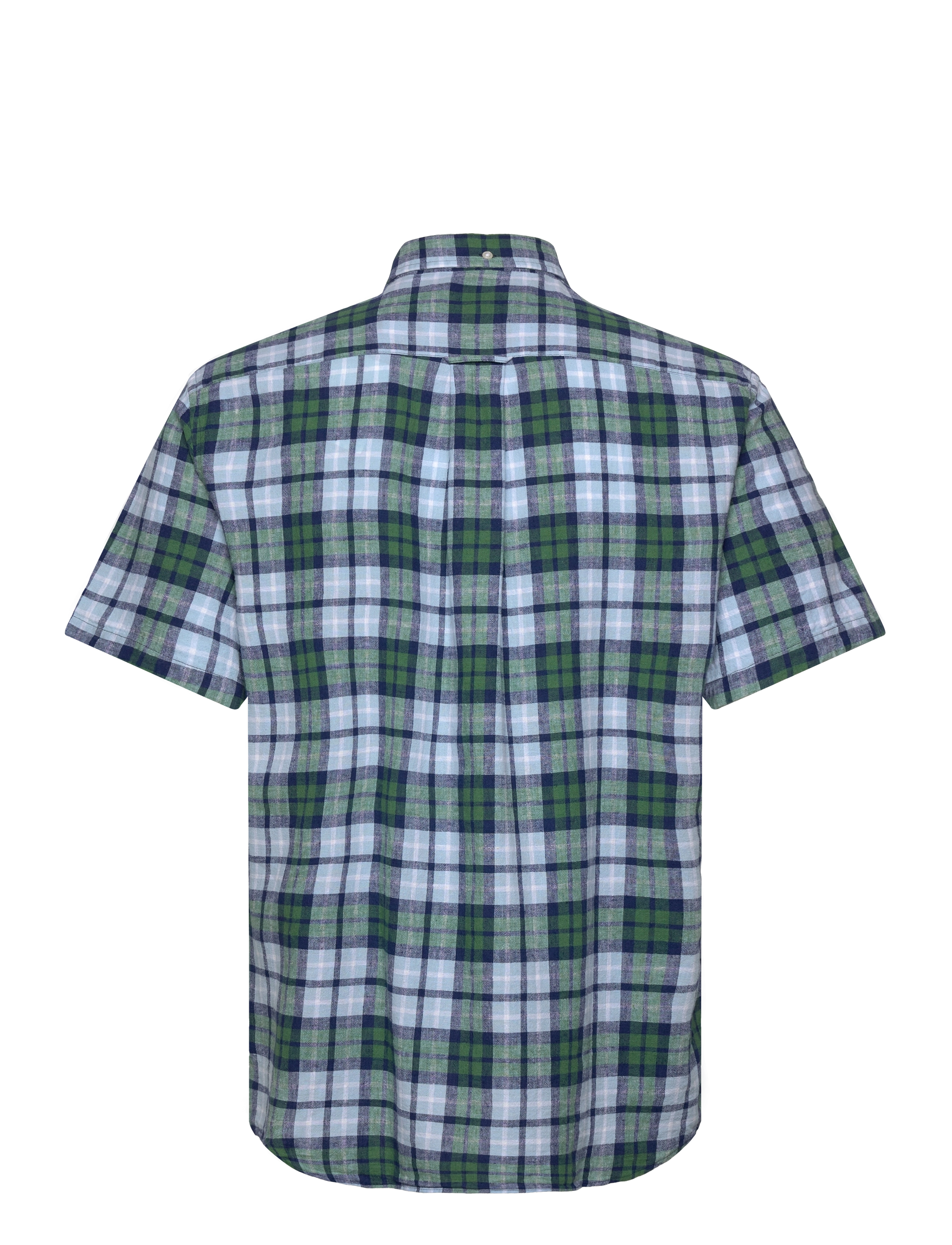 Gant - REG COTTON LINEN CHECK SS SHIRT - leinenhemden - woody green - 1