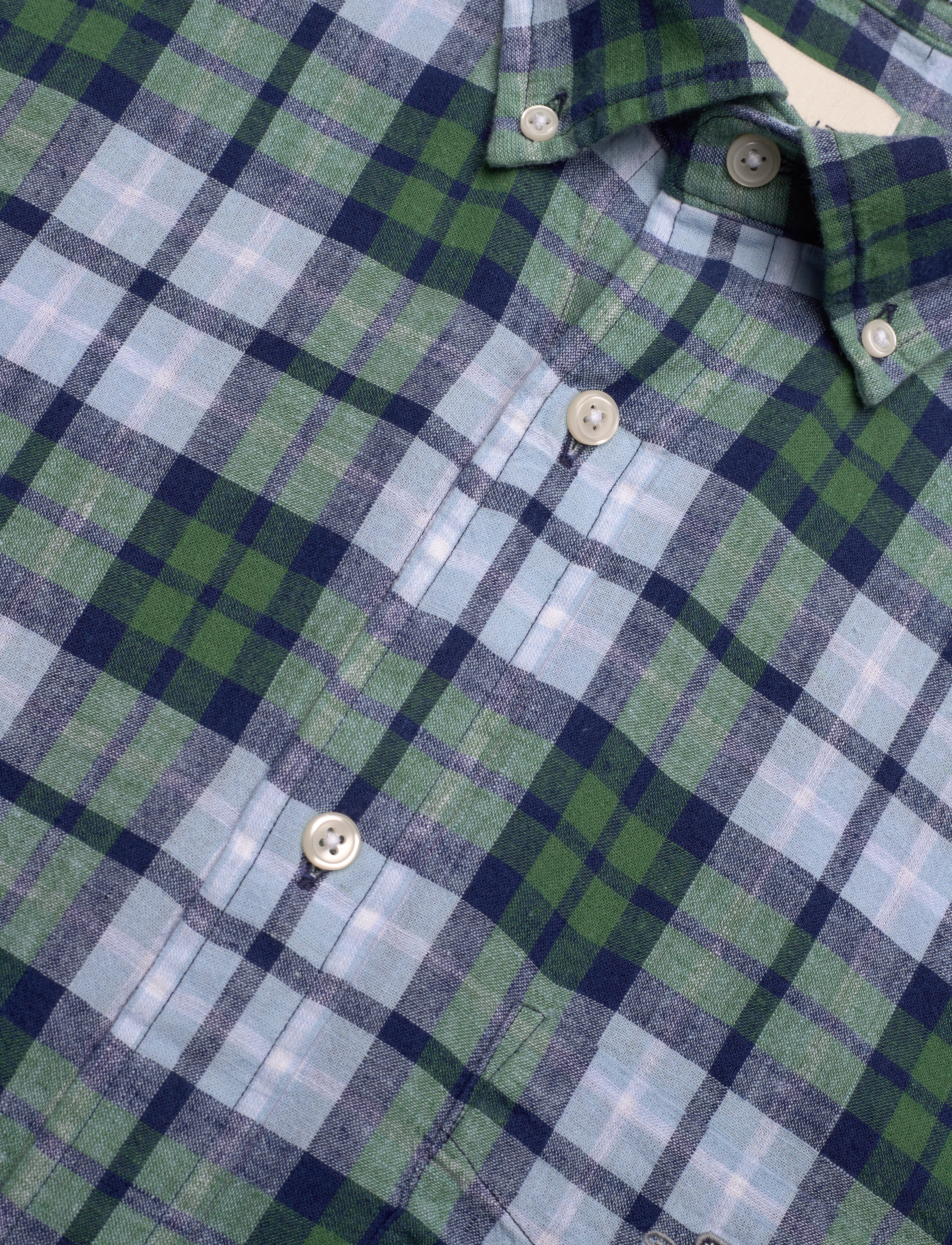 Gant - REG COTTON LINEN CHECK SS SHIRT - leinenhemden - woody green - 3