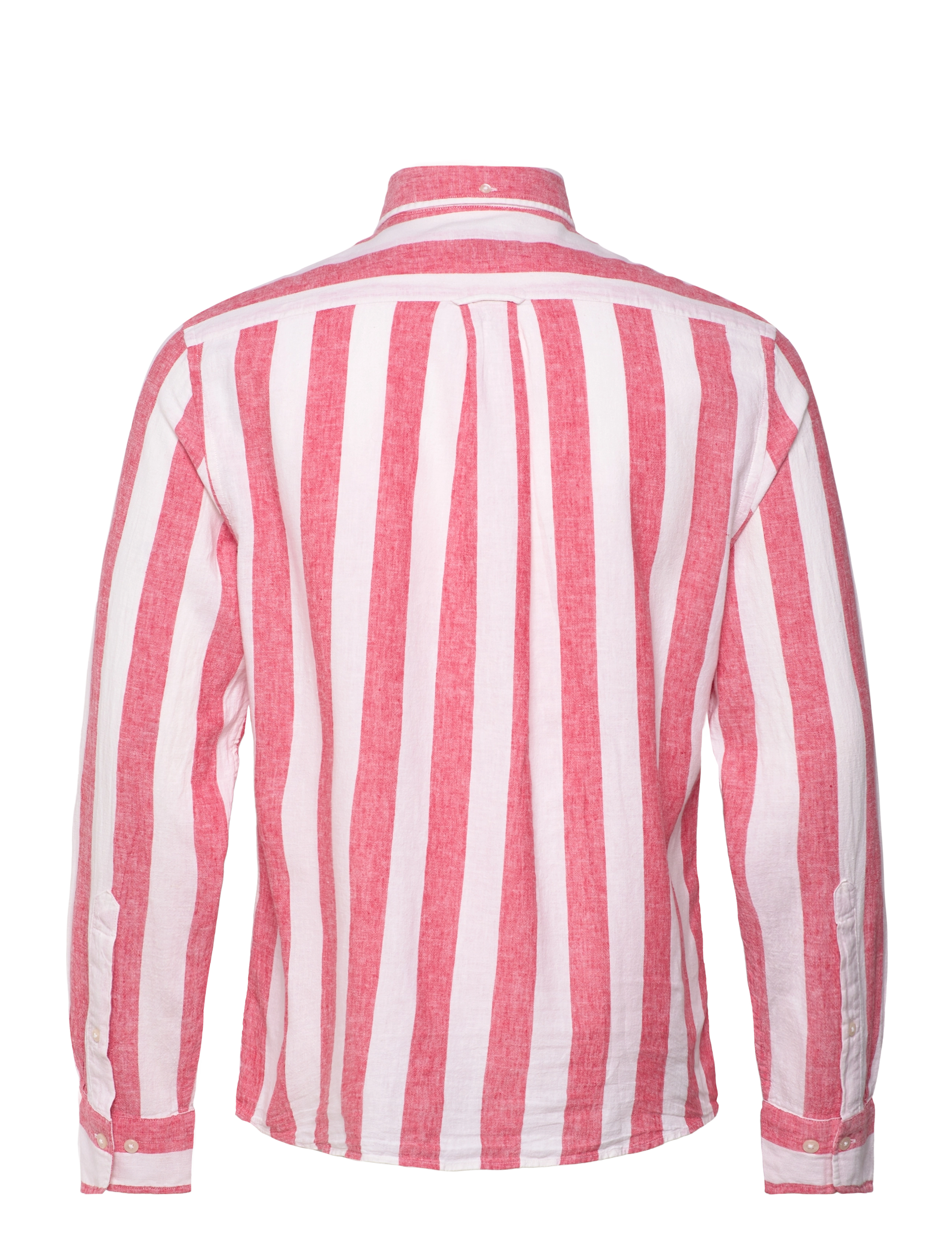 Gant - REG COTTON LINEN BOLD STRIPE SHIRT - striped shirts - brick red - 1
