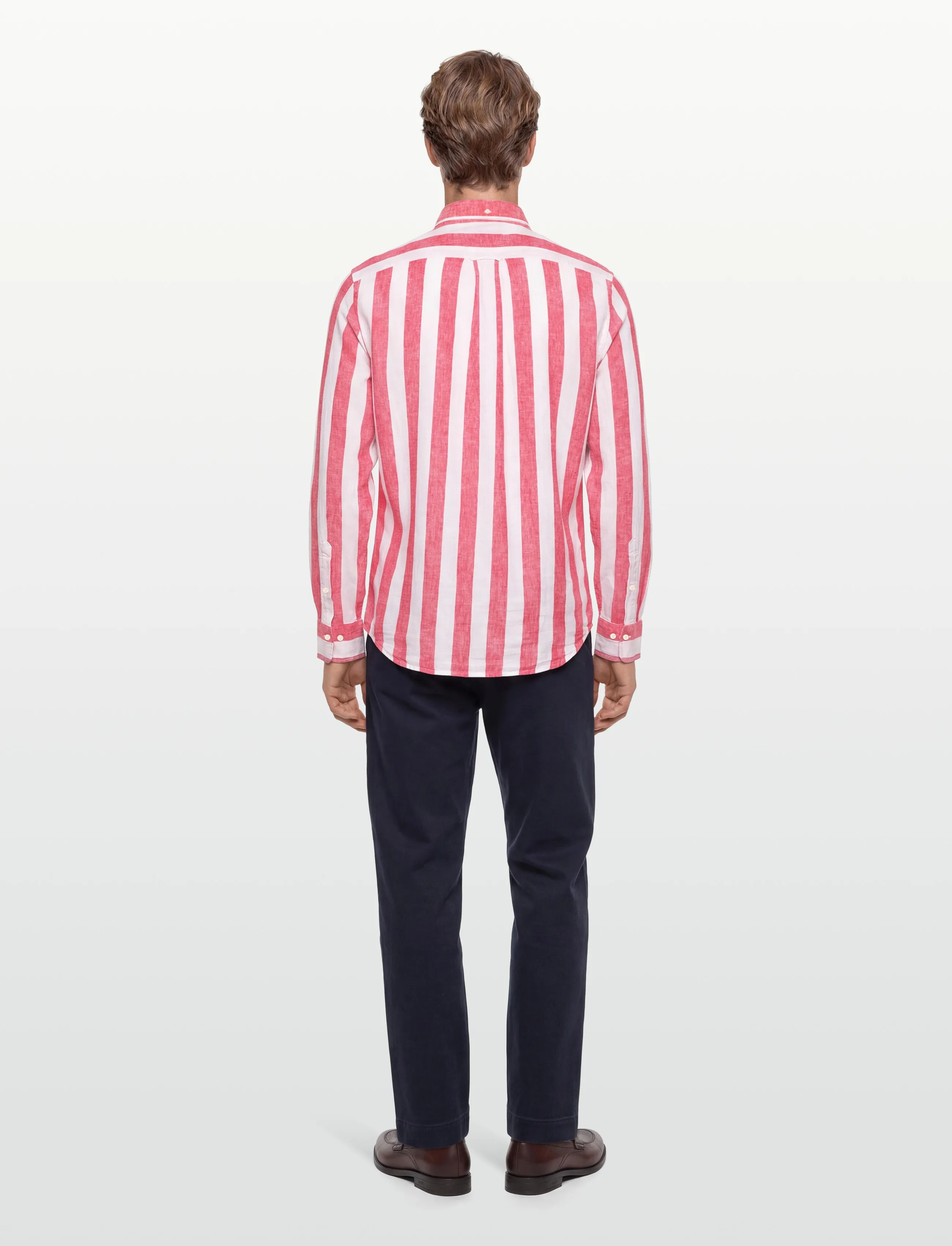 Gant - REG COTTON LINEN BOLD STRIPE SHIRT - leinenhemden - brick red - 4