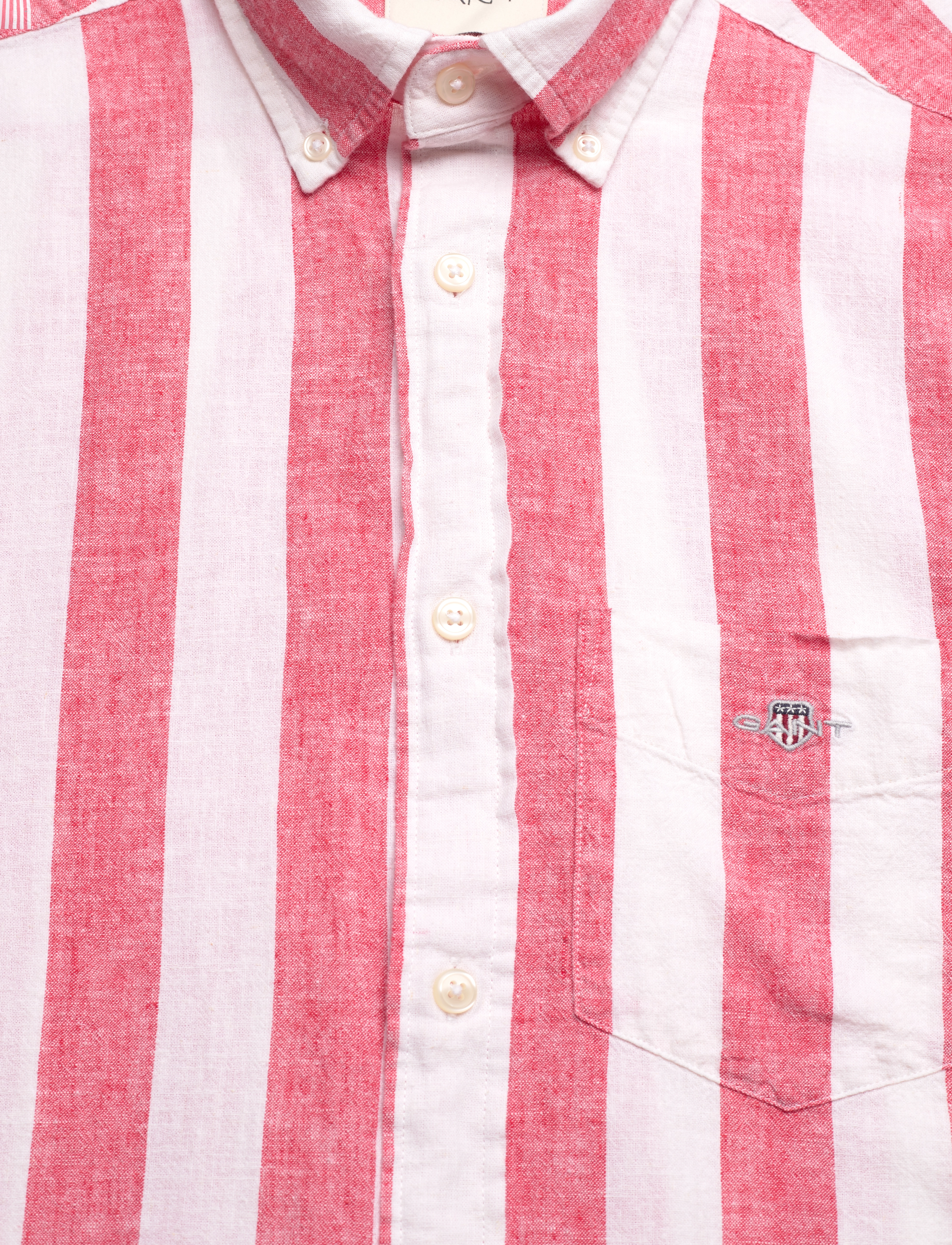 Gant - REG COTTON LINEN BOLD STRIPE SHIRT - striped shirts - brick red - 2