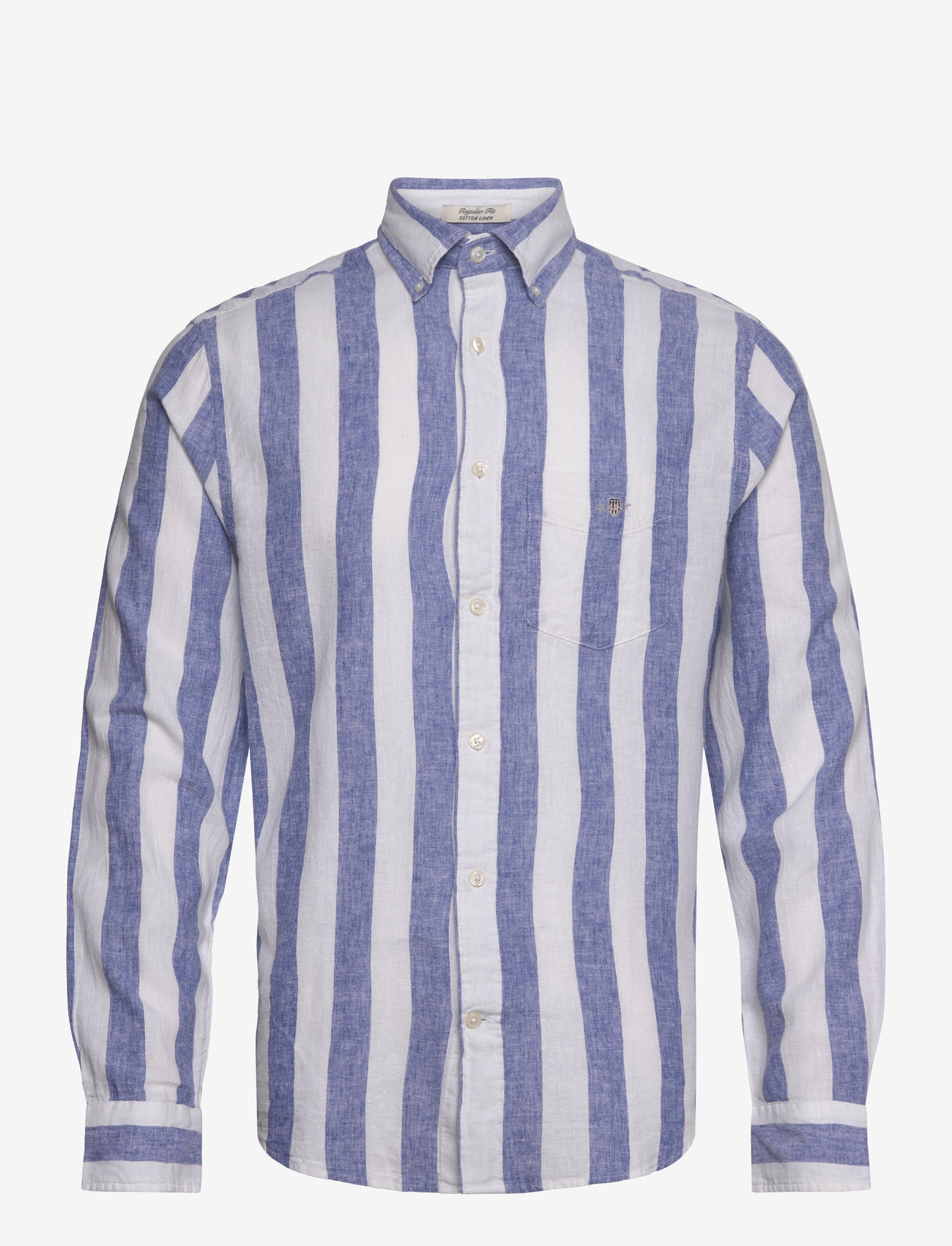 Gant - REG COTTON LINEN BOLD STRIPE SHIRT - chemises à rayures - rich blue - 1