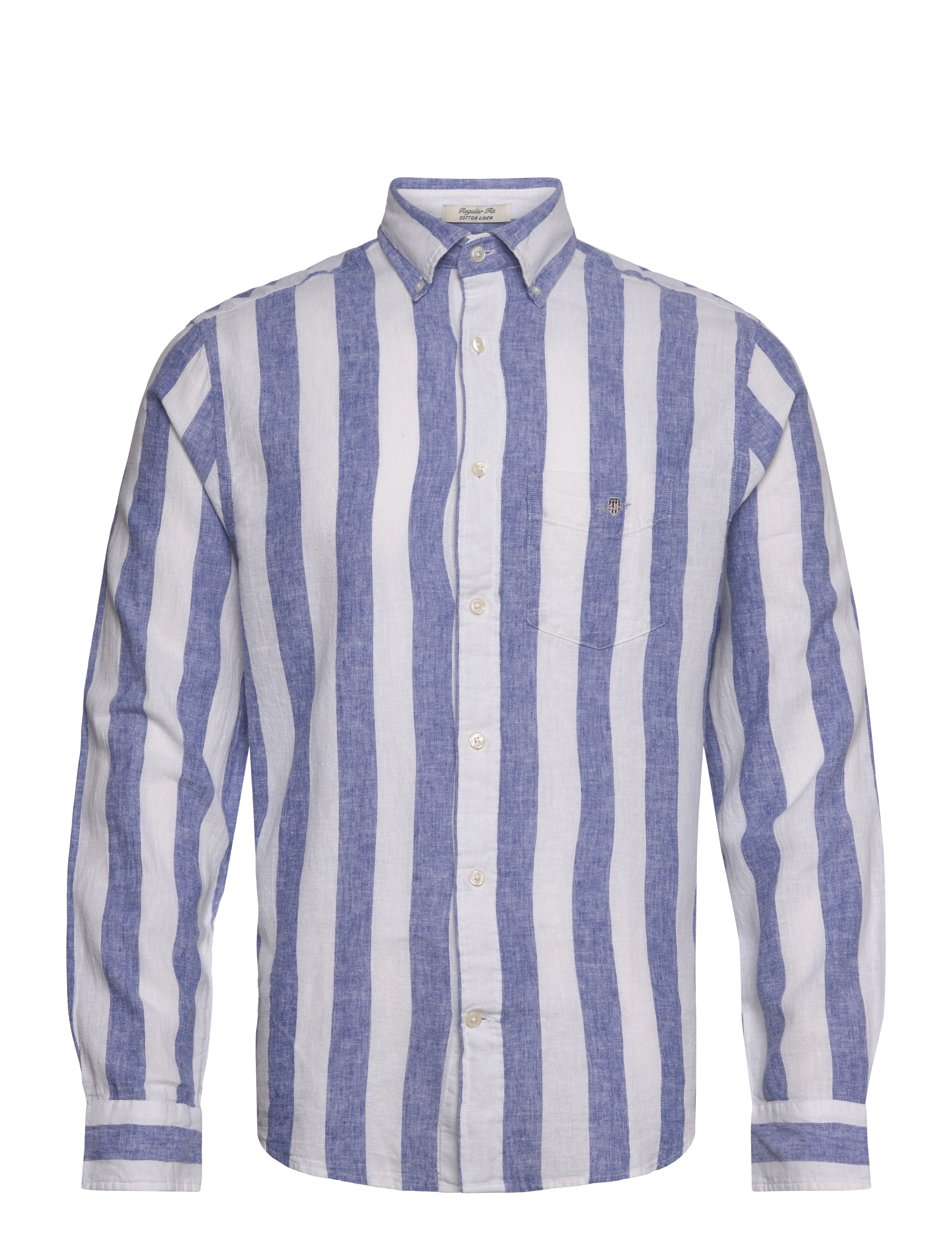 Gant REG COTTON LINEN BOLD STRIPE SHIRT - Skjortor - RICH BLUE / blue