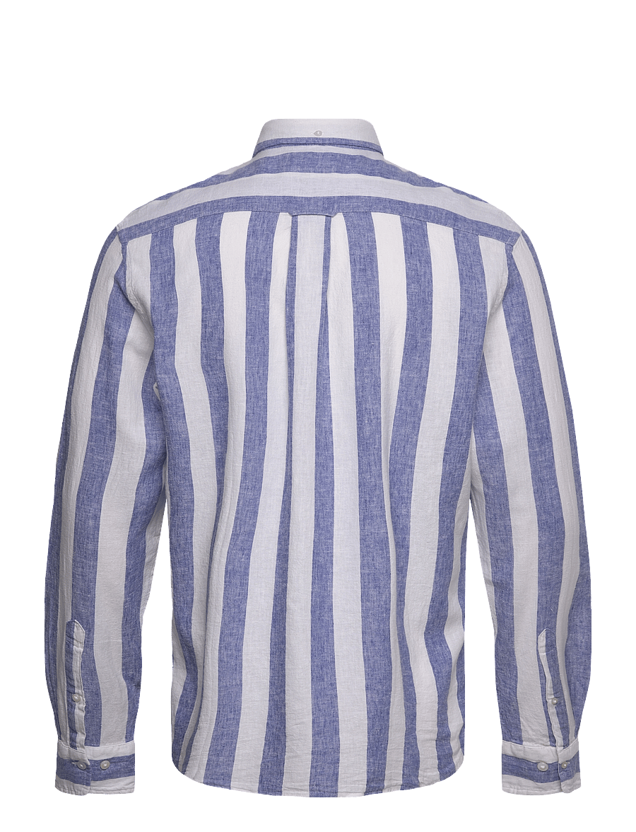 Gant - REG COTTON LINEN BOLD STRIPE SHIRT - gestreifte hemden - rich blue - 2