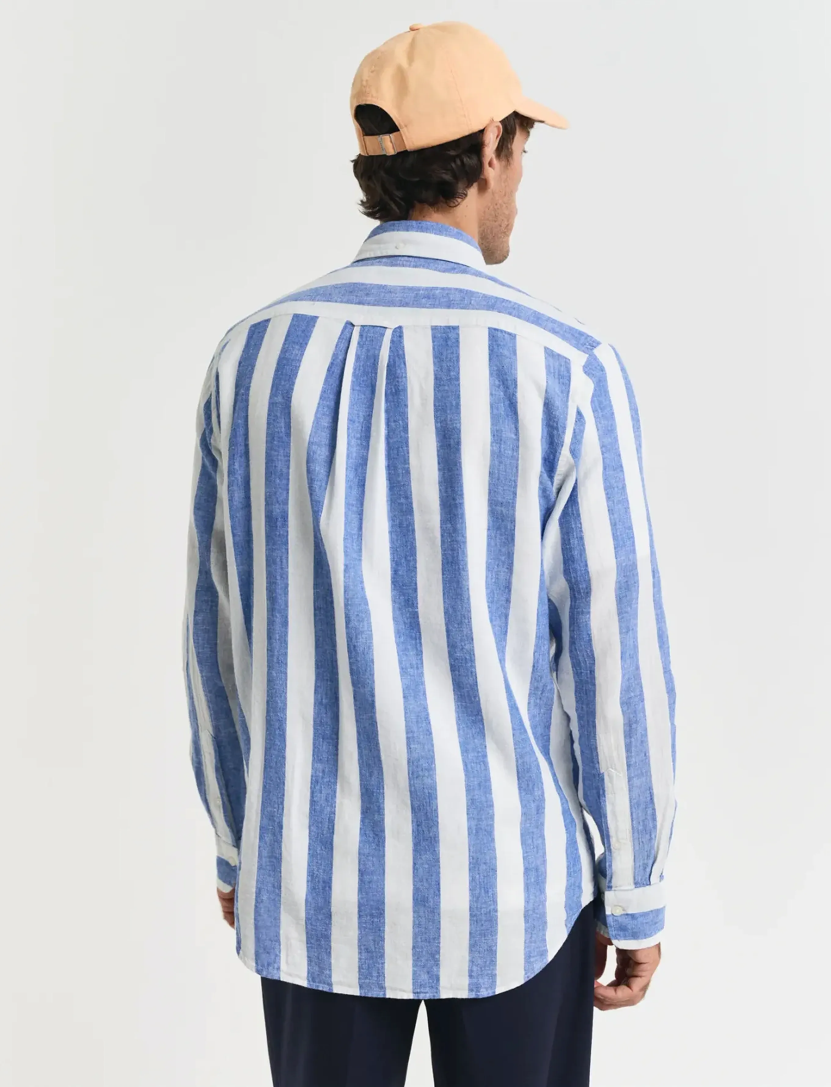 Gant - REG COTTON LINEN BOLD STRIPE SHIRT - gestreifte hemden - rich blue - 3