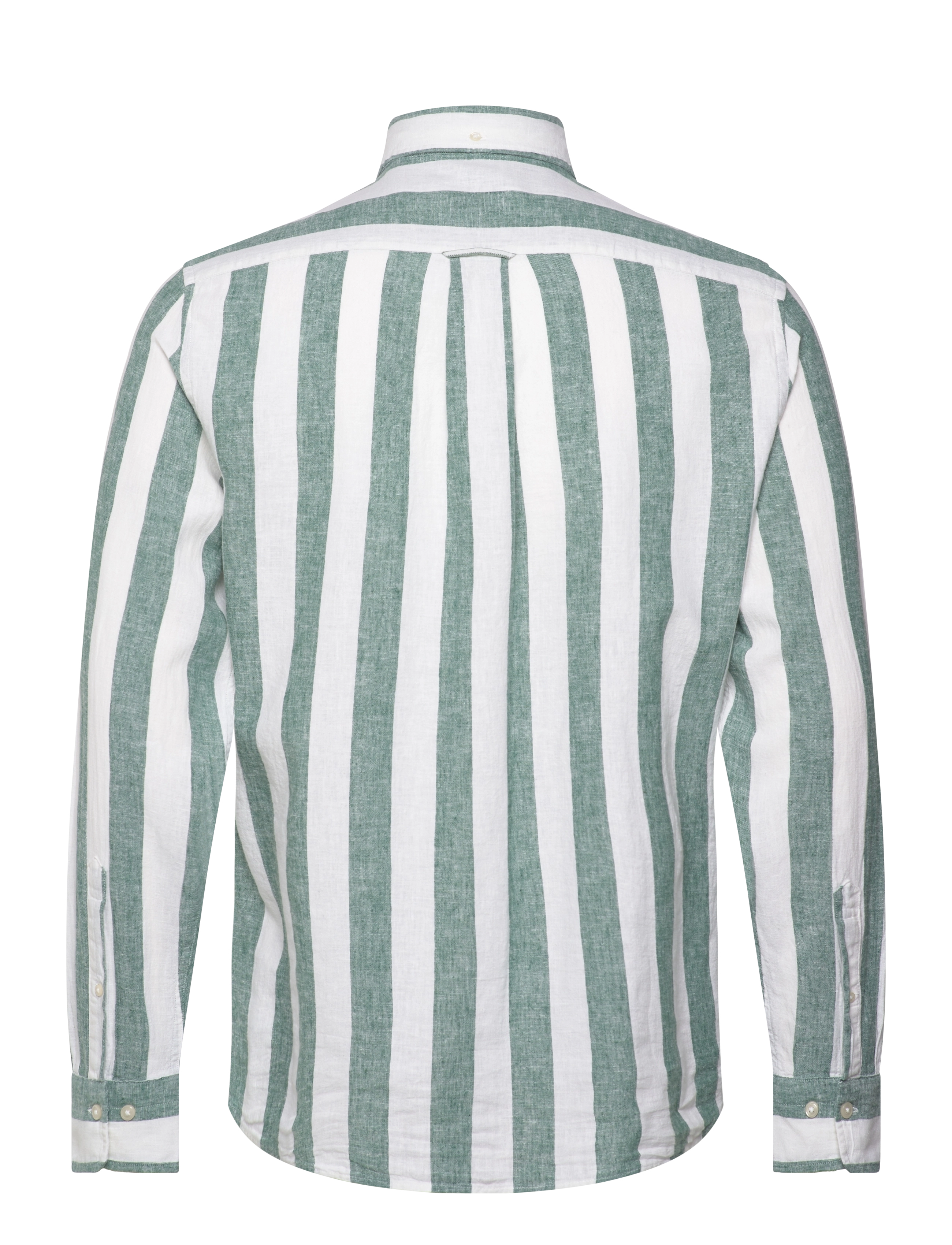 Gant - REG COTTON LINEN BOLD STRIPE SHIRT - stribede skjorter - woody green - 2