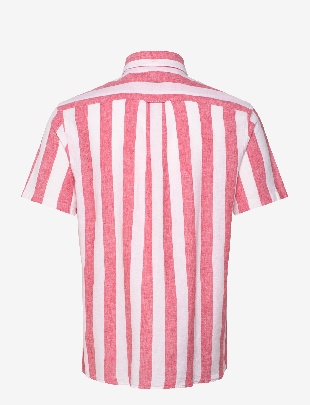 Gant - REG COTTON LINEN STRIPE SS SHIRT - brick red - 1
