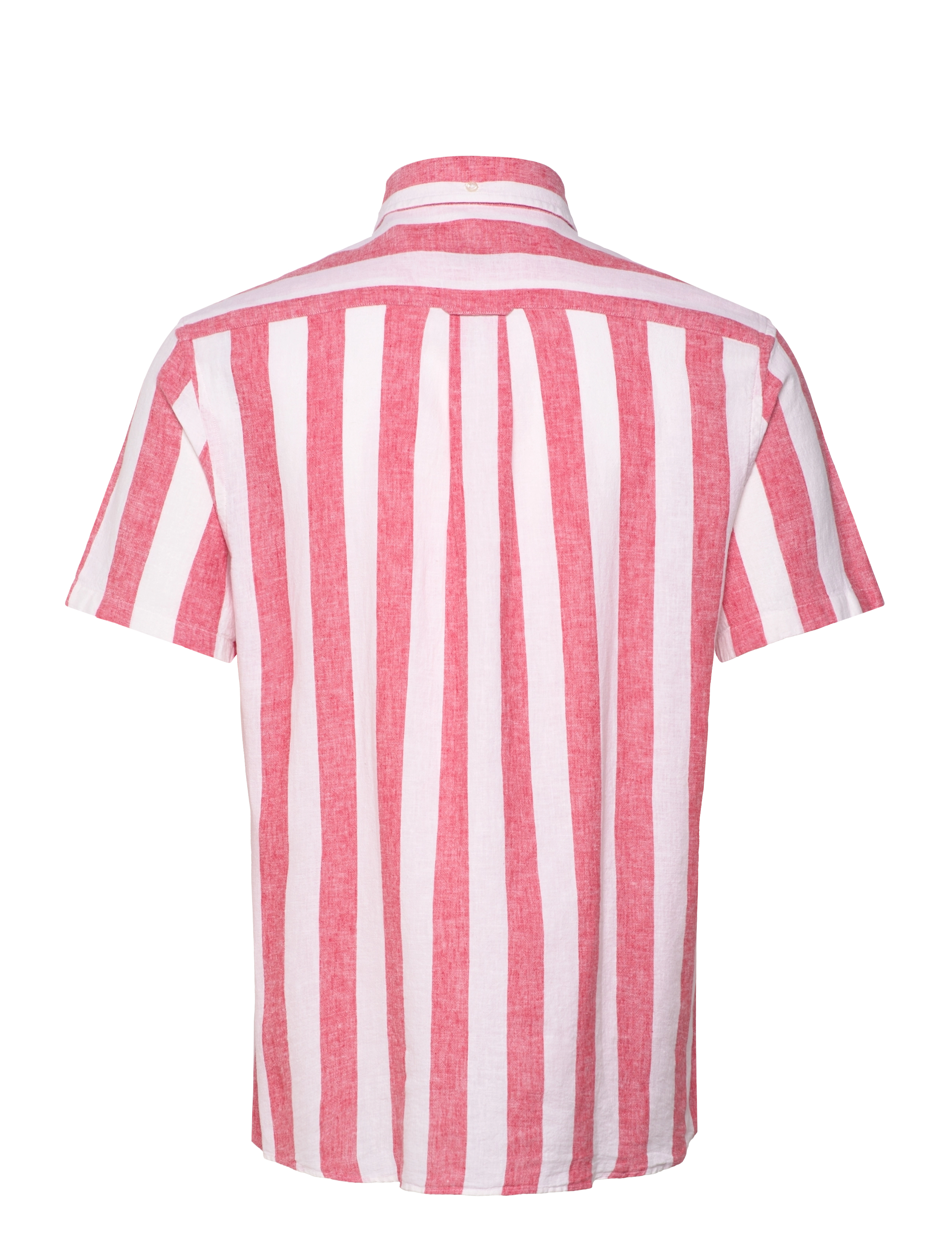 Gant - REG COTTON LINEN STRIPE SS SHIRT - brick red - 1