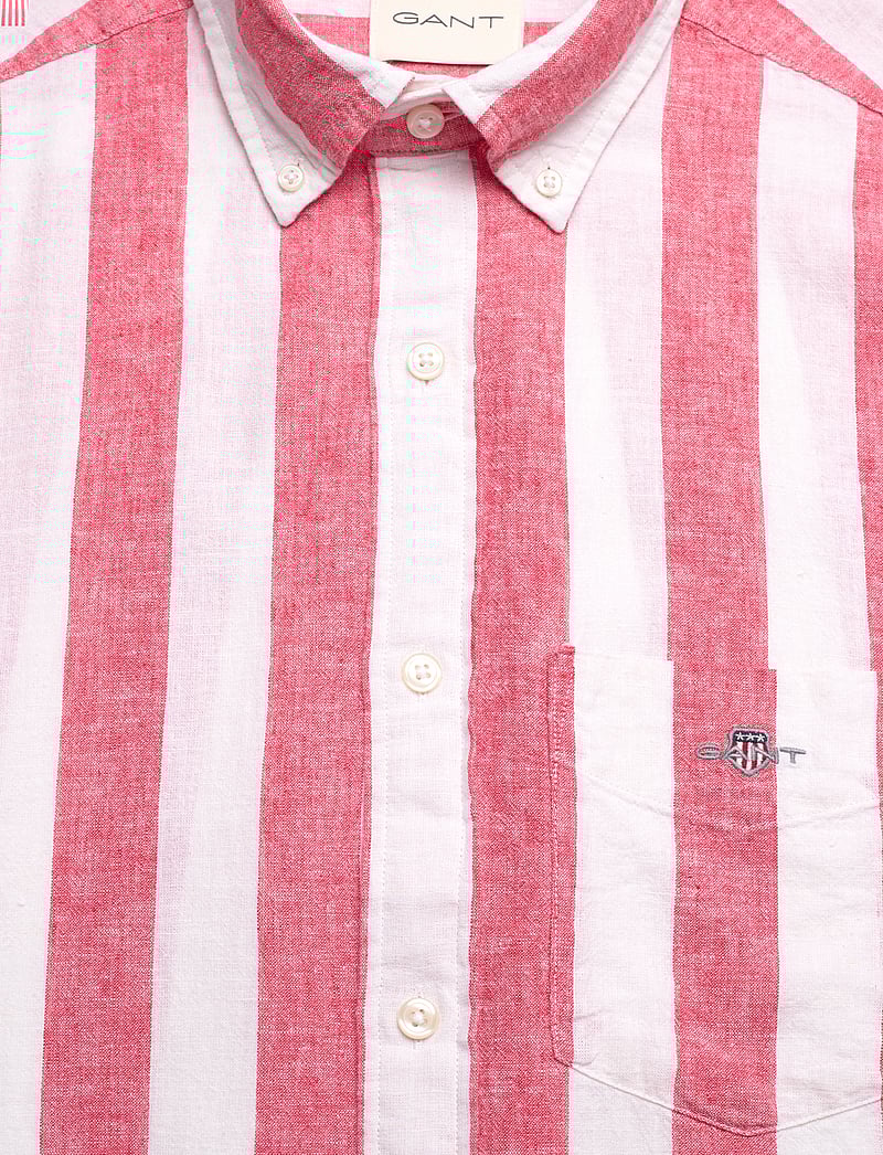 GANT - REG COTTON LINEN STRIPE SS SHIRT - leinenhemden - brick red - 2