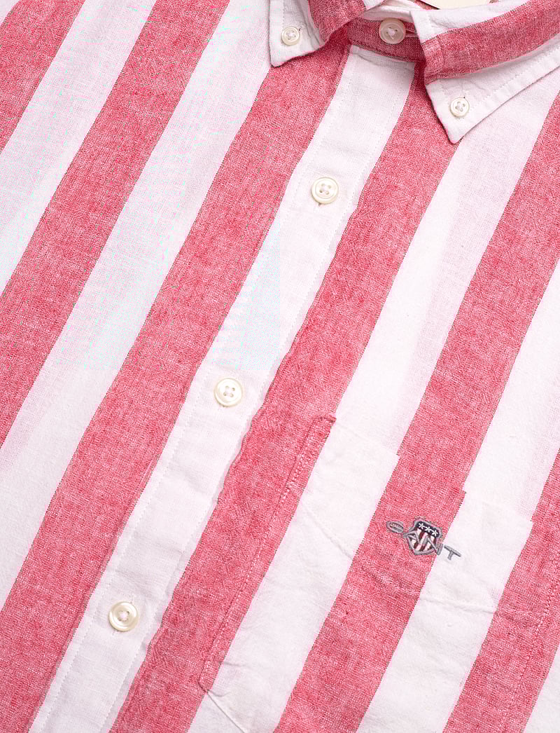 GANT - REG COTTON LINEN STRIPE SS SHIRT - leinenhemden - brick red - 3