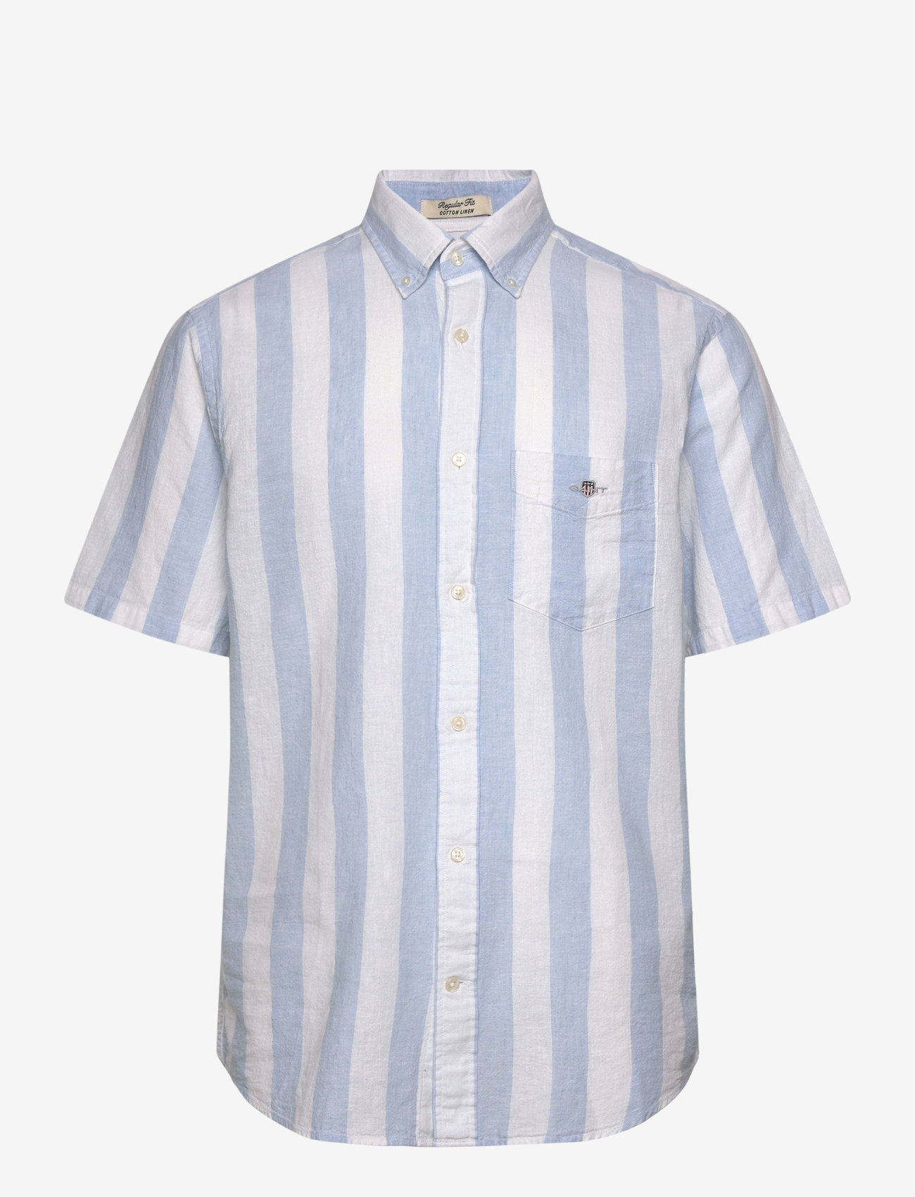 Chemise Homme GANT Regular Cotton Linen Stripe – Manches Courtes, Rayures – Tissu Lin/coton Pour L'été - 11
