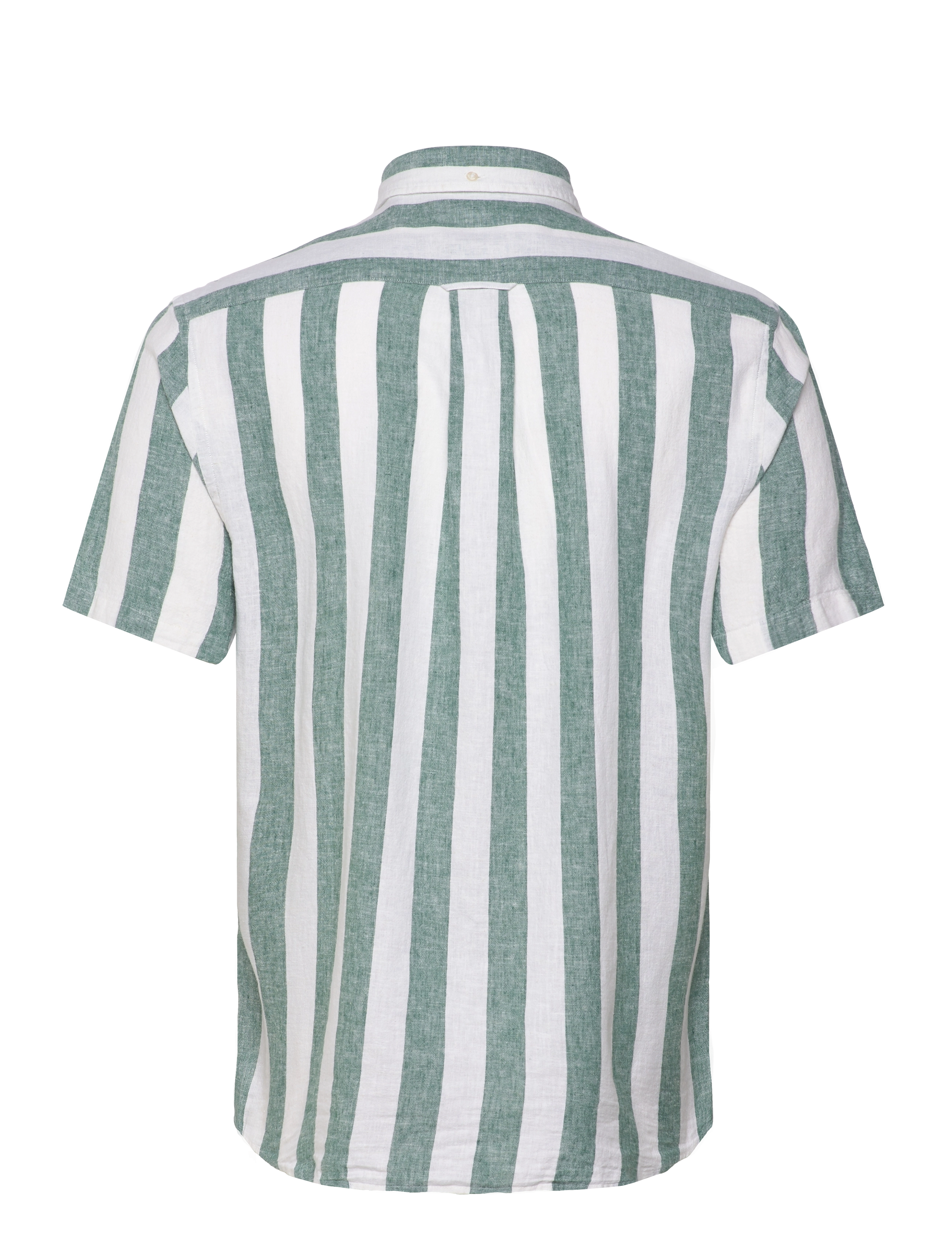 Gant - REG COTTON LINEN STRIPE SS SHIRT - woody green - 2