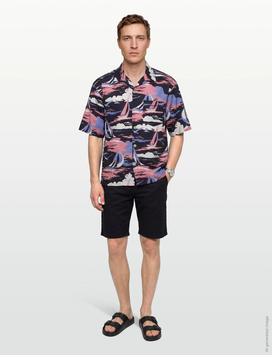 Gant - REL SAILING PRINT SS SHIRT - leinenhemden - persian blue - 0