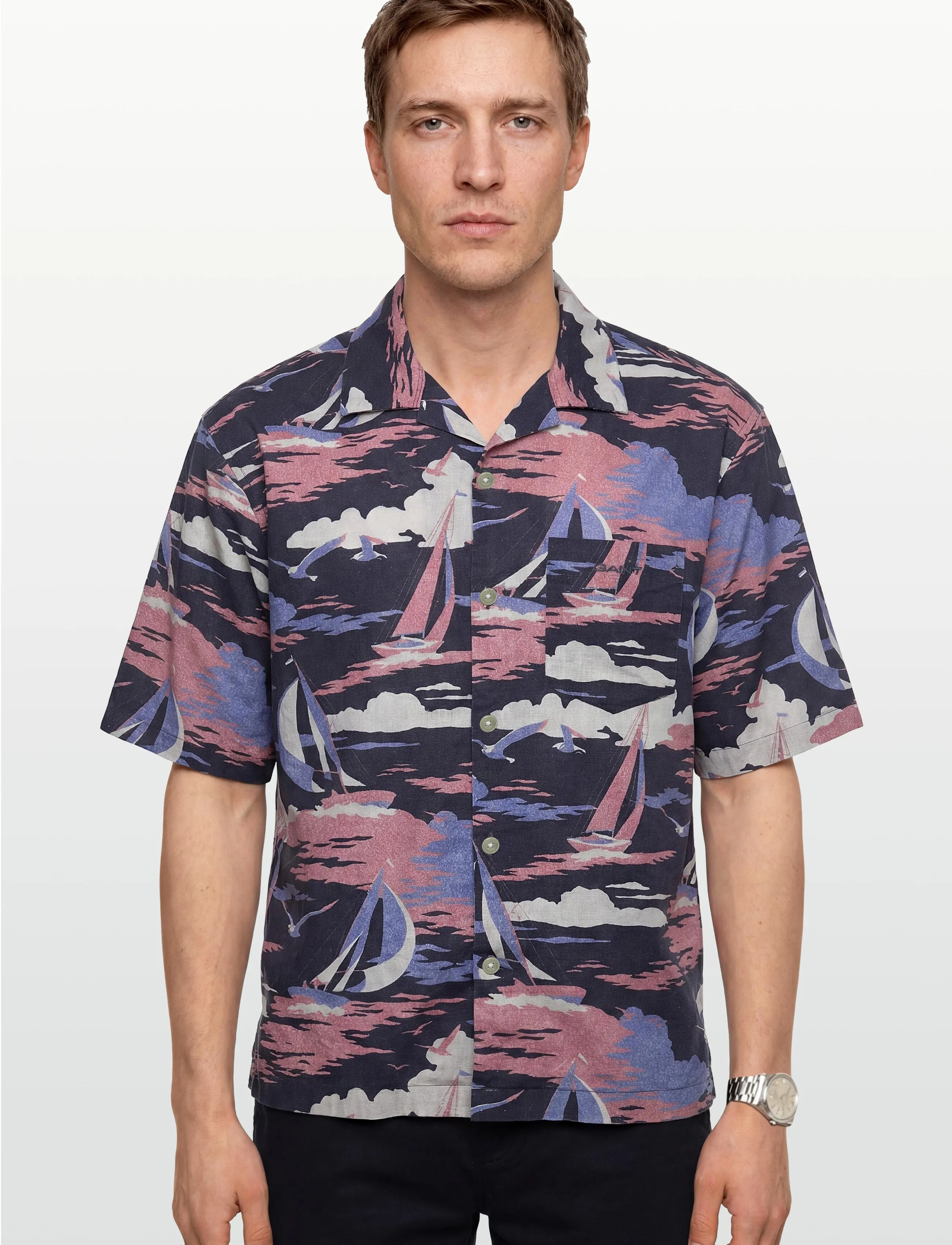 Gant - REL SAILING PRINT SS SHIRT - leinenhemden - persian blue - 3