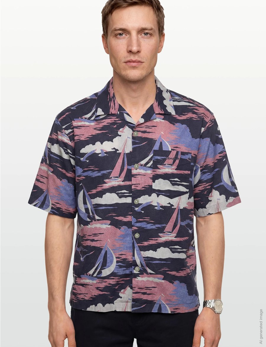 Gant - REL SAILING PRINT SS SHIRT - leinenhemden - persian blue - 3