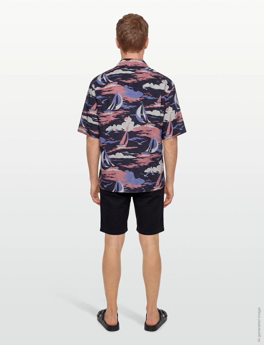 Gant - REL SAILING PRINT SS SHIRT - leinenhemden - persian blue - 4