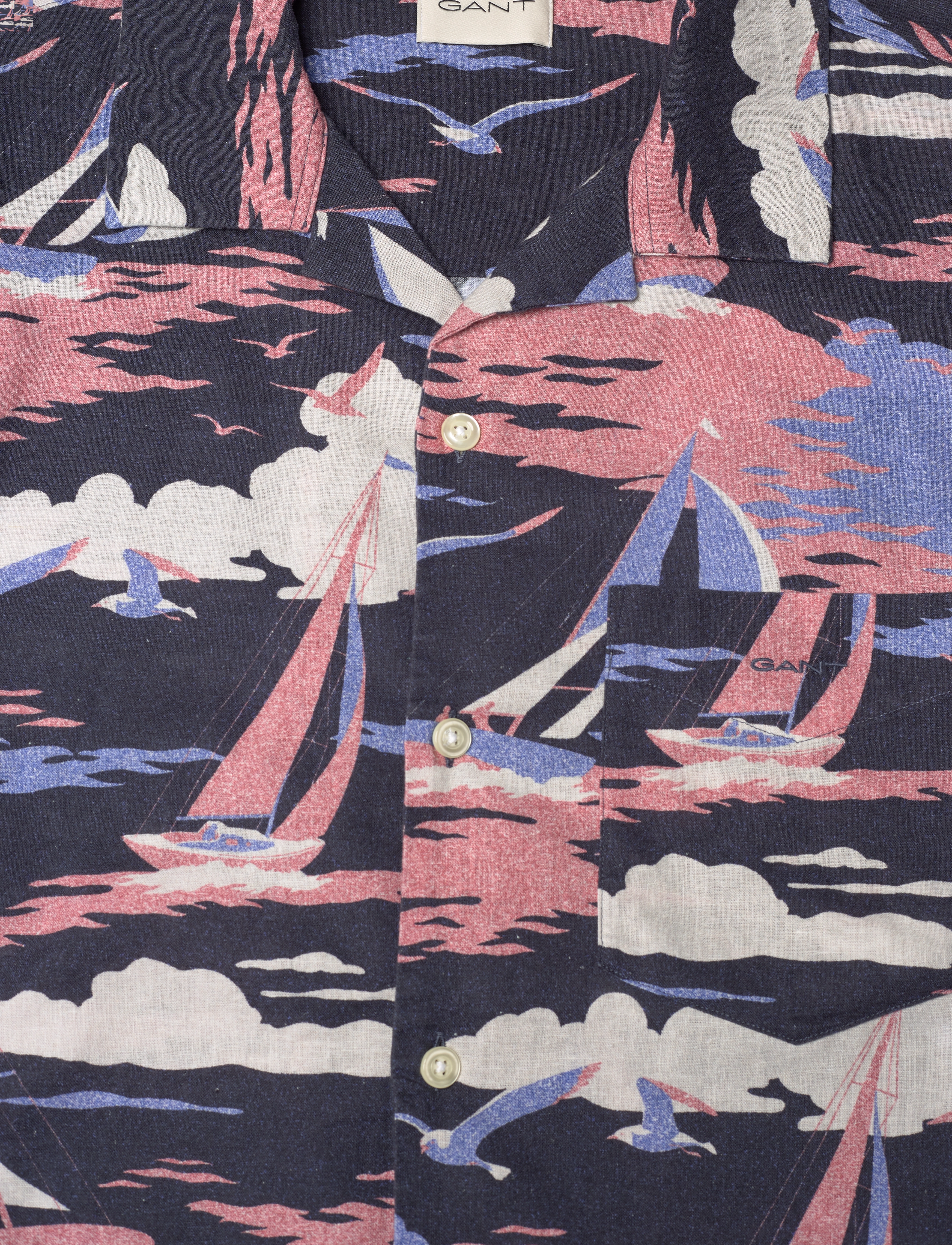 Gant - REL SAILING PRINT SS SHIRT - pellavakauluspaidat - persian blue - 2
