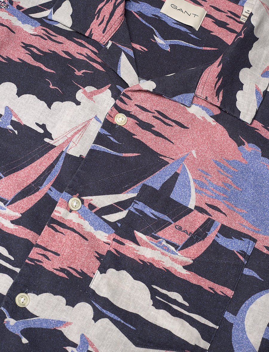 Gant - REL SAILING PRINT SS SHIRT - chemises de lin - persian blue - 3