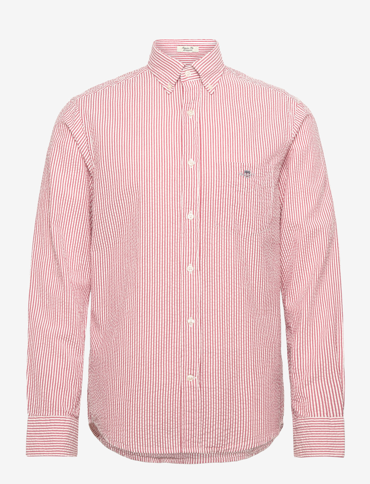 GANT - REG SEERSUCKER STRIPE SHIRT - stribede skjorter - ruby red - 1