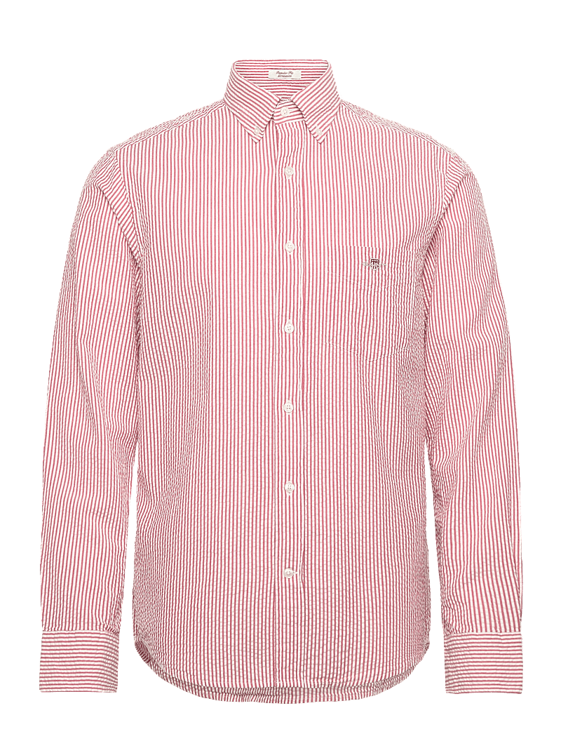 GANT - REG SEERSUCKER STRIPE SHIRT - stribede skjorter - ruby red - 1