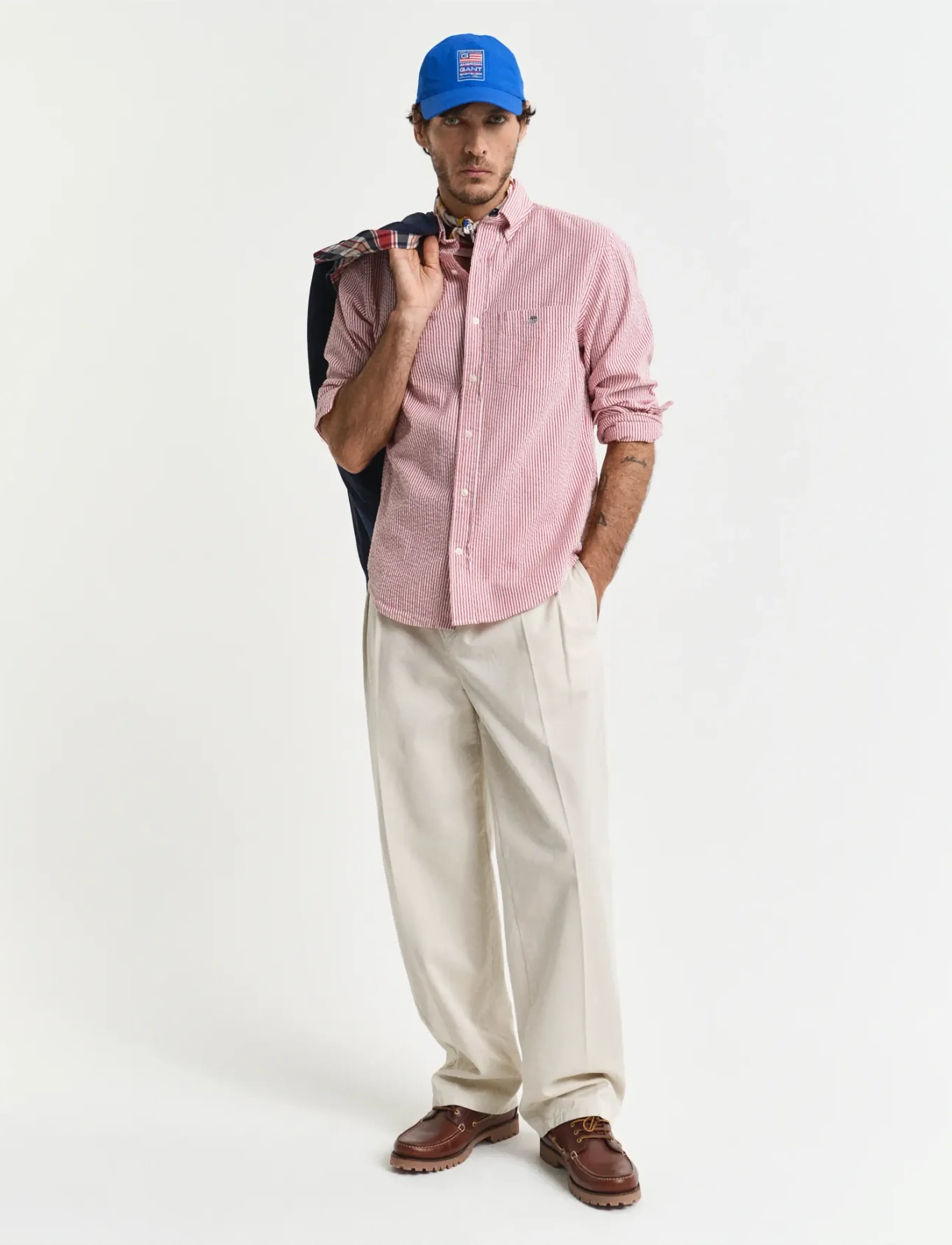 Gant - REG SEERSUCKER STRIPE SHIRT - striped shirts - ruby red - 5