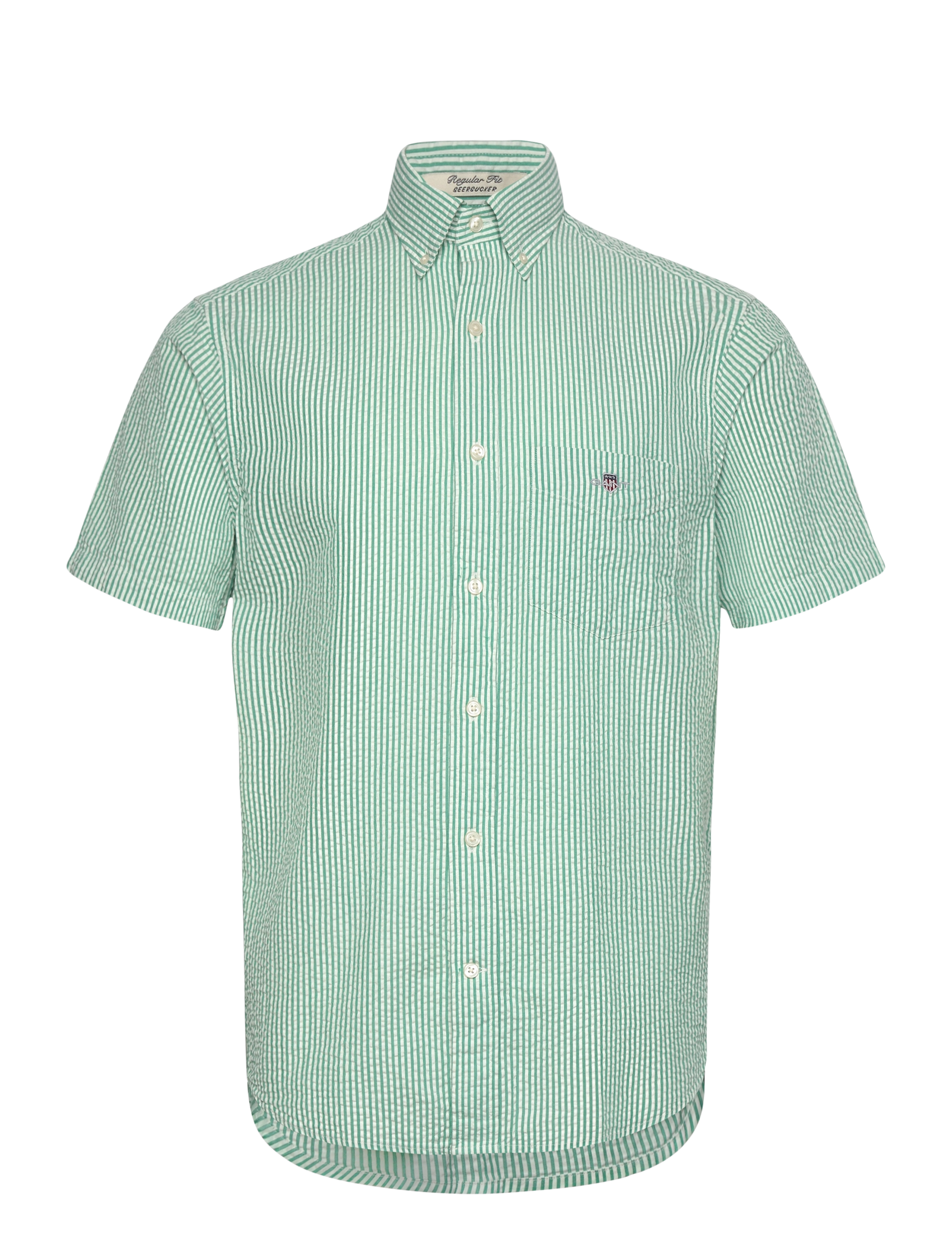 Gant REG SEERSUCKER STRIPE SS SHIRT - Skjorter - DEEP GREEN / green