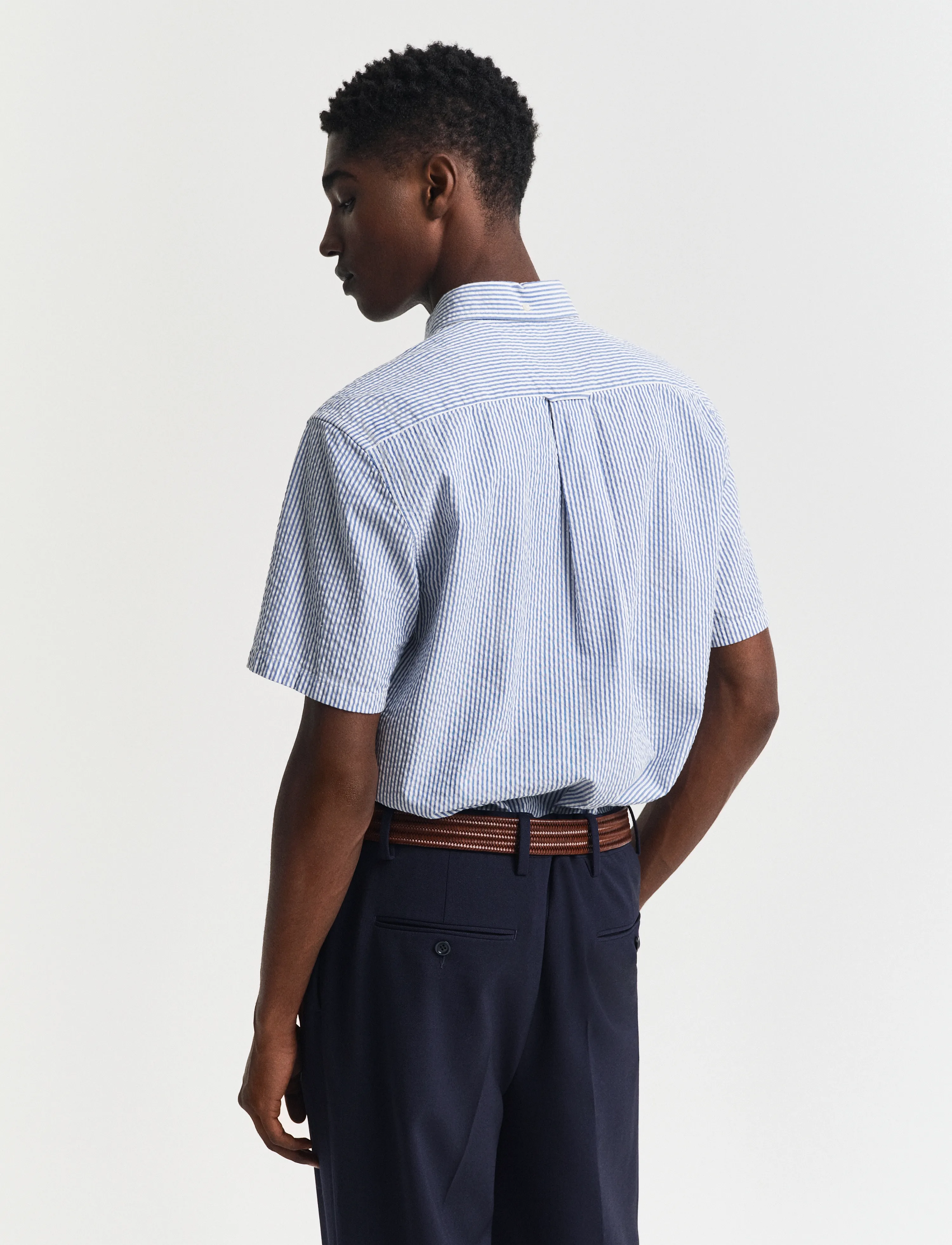 Gant - REG SEERSUCKER STRIPE SS SHIRT - kortærmede skjorter - rich blue - 2