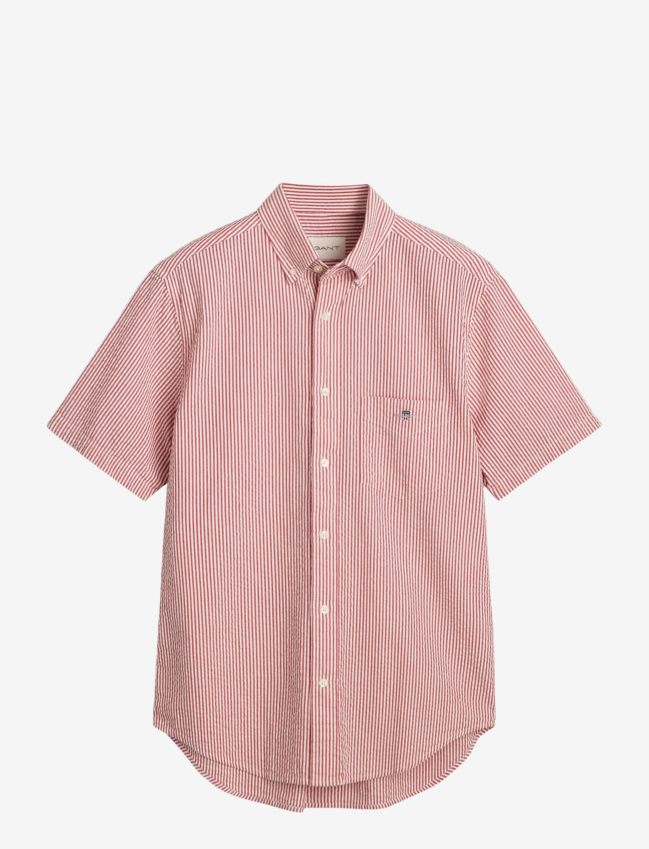 Gant - REG SEERSUCKER STRIPE SS SHIRT - kortærmede skjorter - ruby red - 1