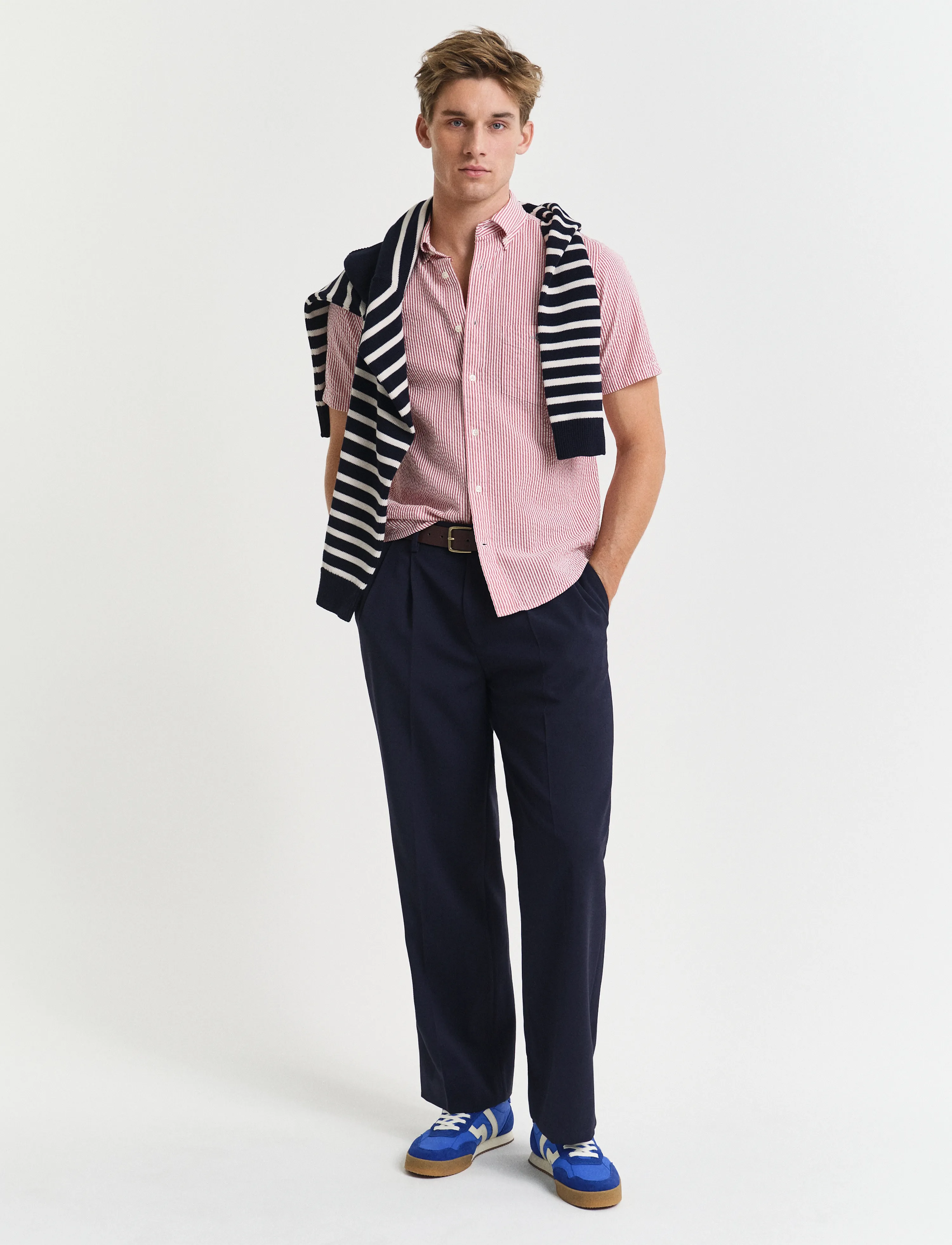 Gant - REG SEERSUCKER STRIPE SS SHIRT - lühikeste varrukatega särgid - ruby red - 4