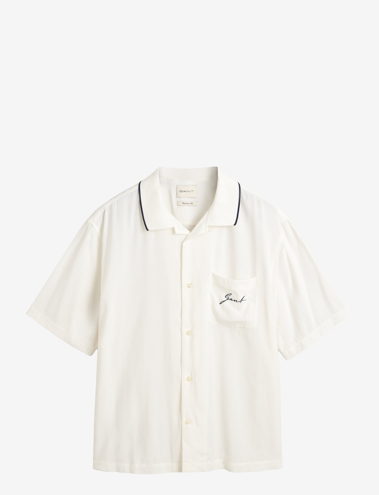 GANT - REL VISCOSE SS SHIRT - short-sleeved shirts - eggshell - 1
