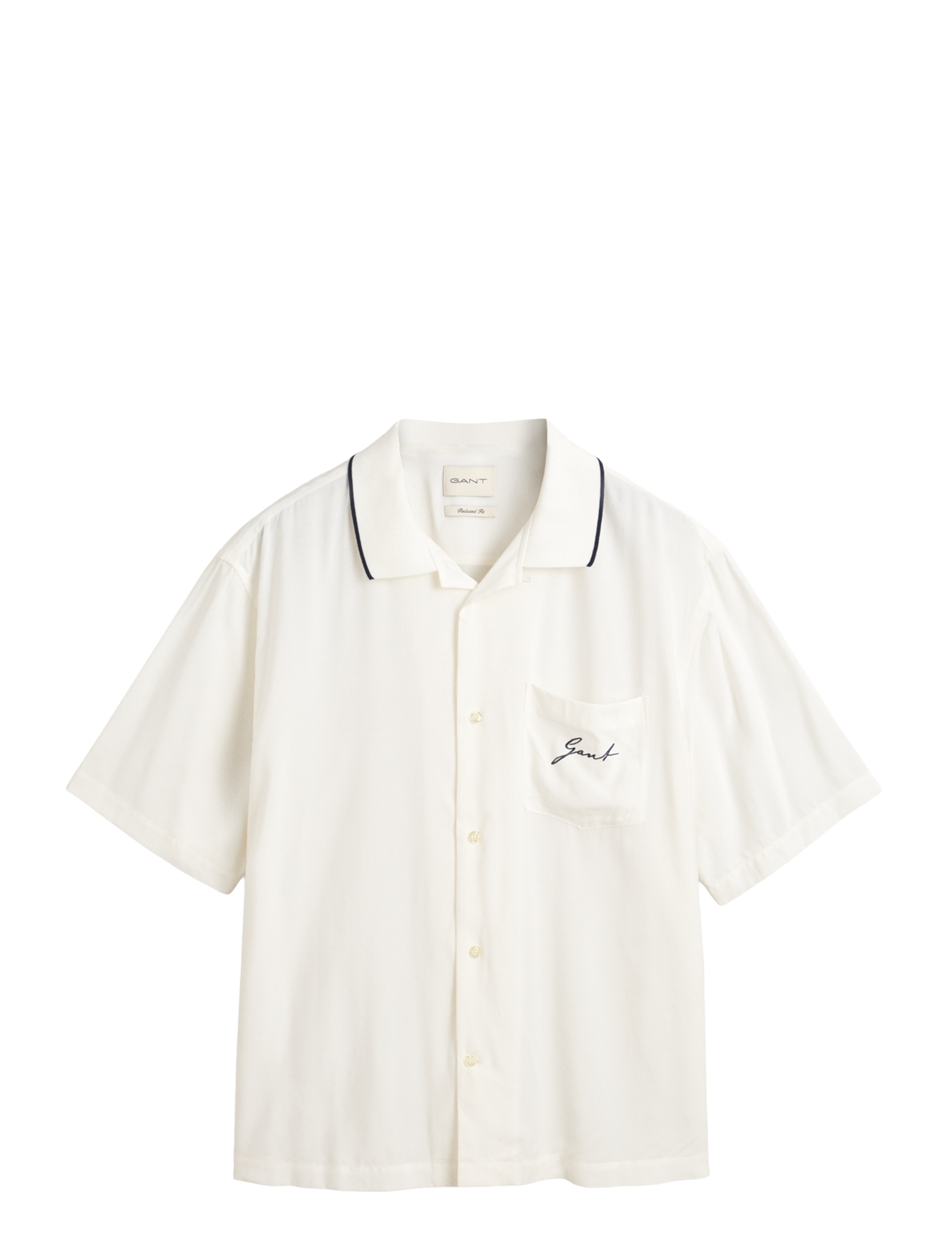 Gant REL VISCOSE SS SHIRT - Krekli - EGGSHELL / white