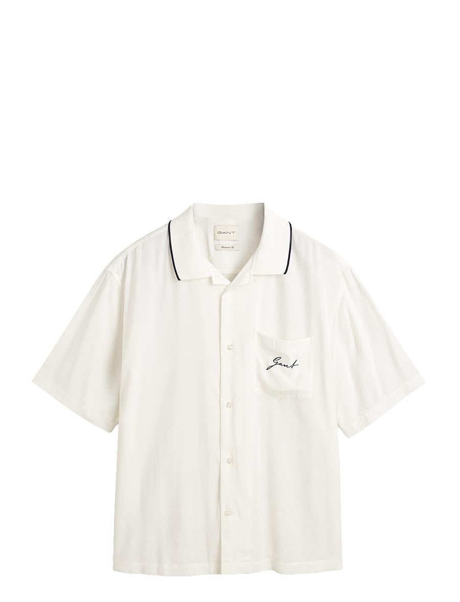 Gant - REL VISCOSE SS SHIRT - lühikeste varrukatega särgid - eggshell - 1