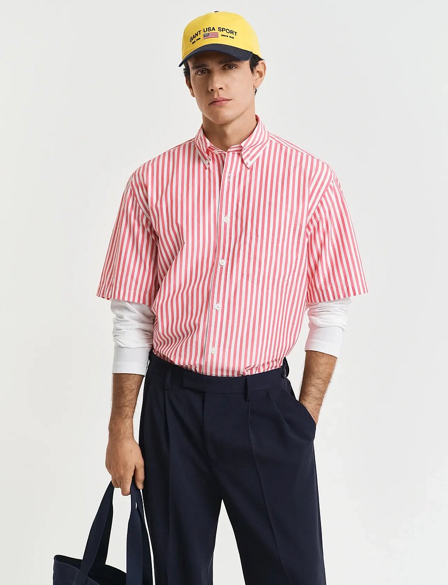 Gant - REL HERITAGE POPLIN SS SHIRT - kortærmede skjorter - watermelon red - 0