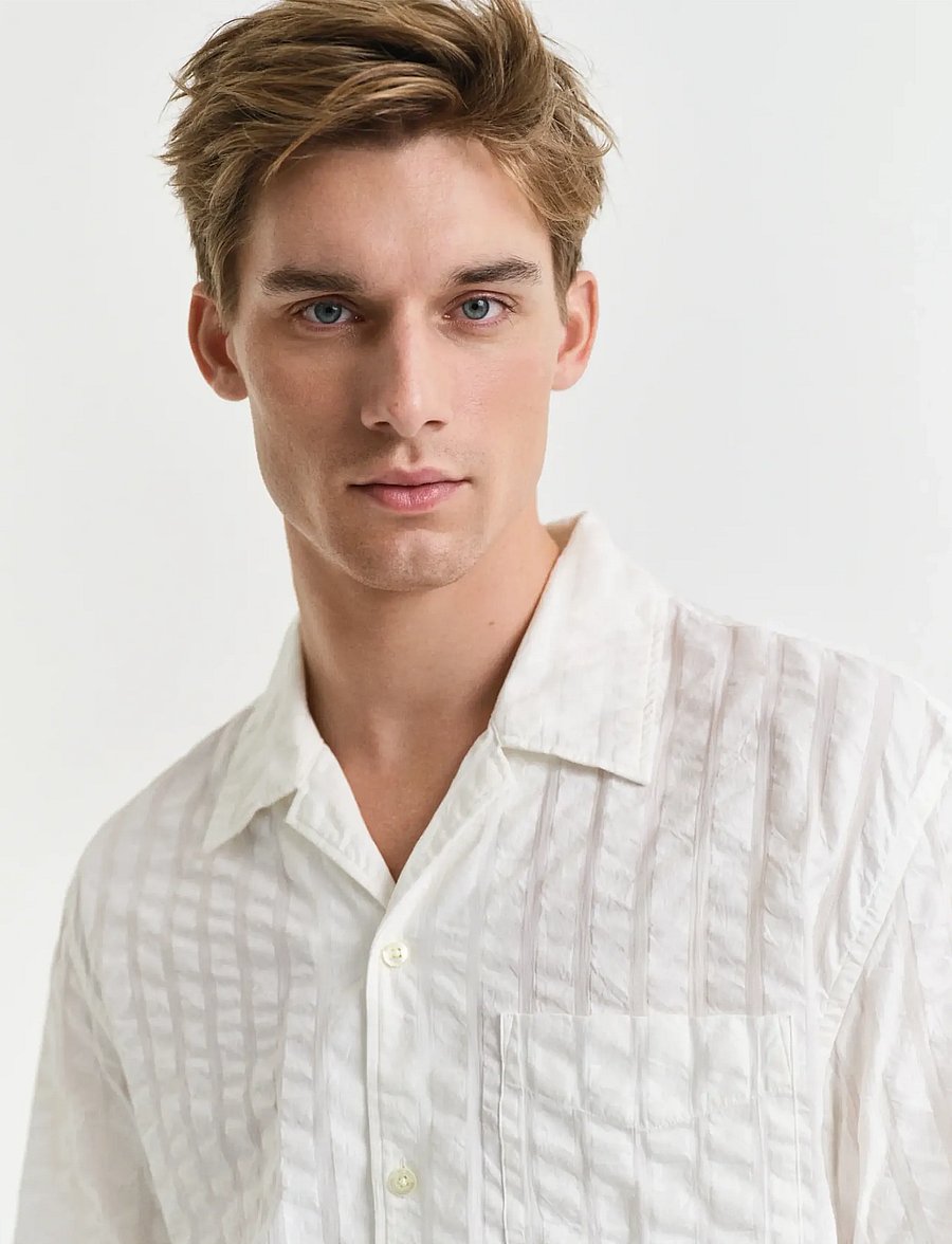 Gant - REL SEERSUCKER RESORT SHIRT - lühikeste varrukatega särgid - eggshell - 4